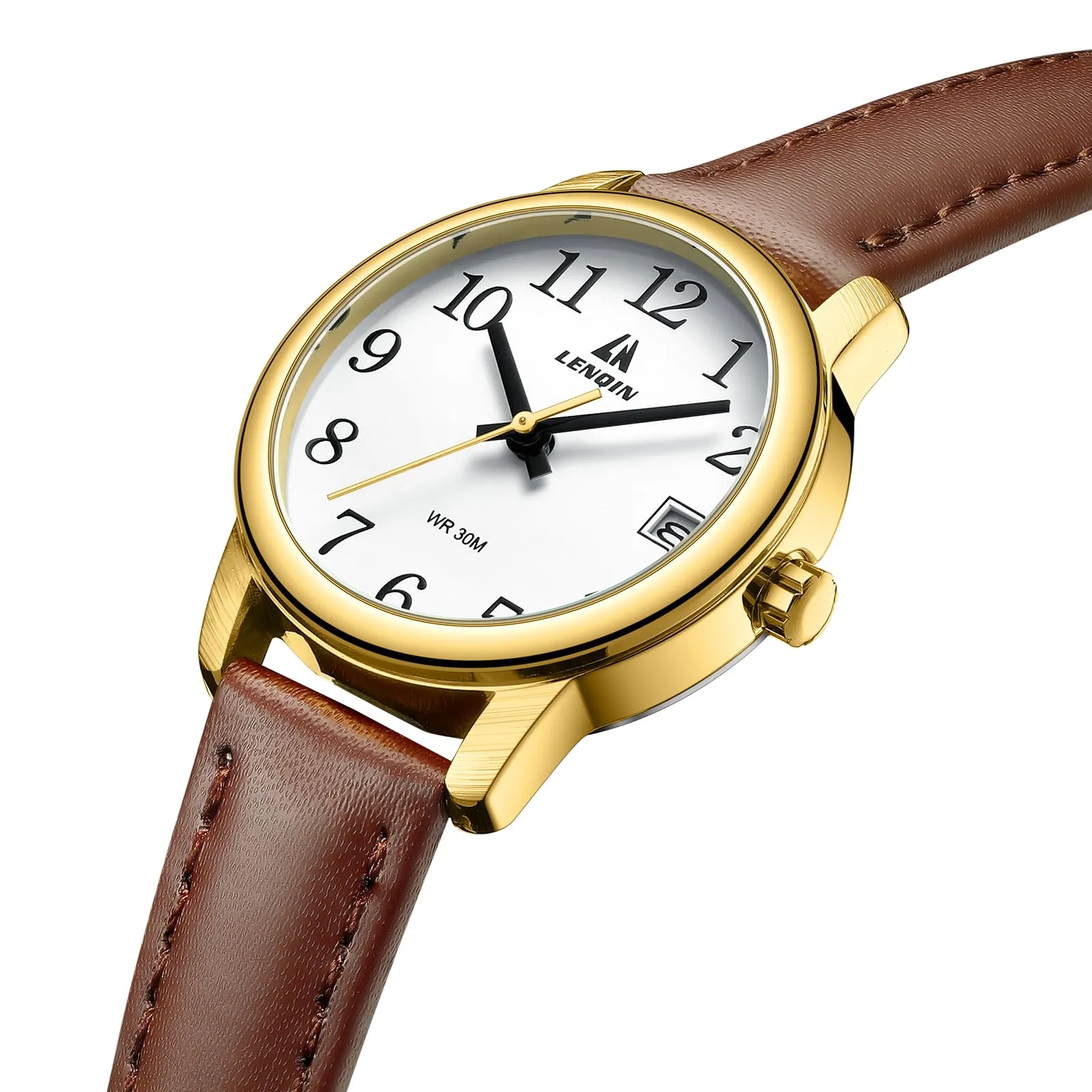 LN LENQIN Orologio Donna Analogico al Quarzo Cinturino in Pelle 3ATM L0133 - immagine 3