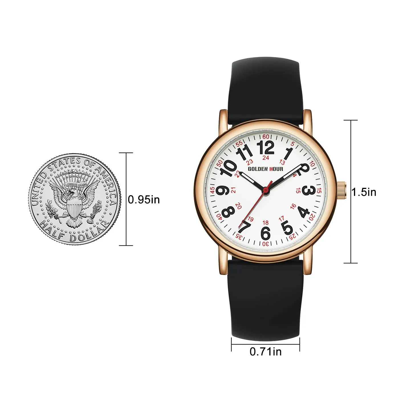 Golden Hour Orologio da Infermiere GH-1314 Impermeabile per Professionisti Medici e Studenti - immagine 5