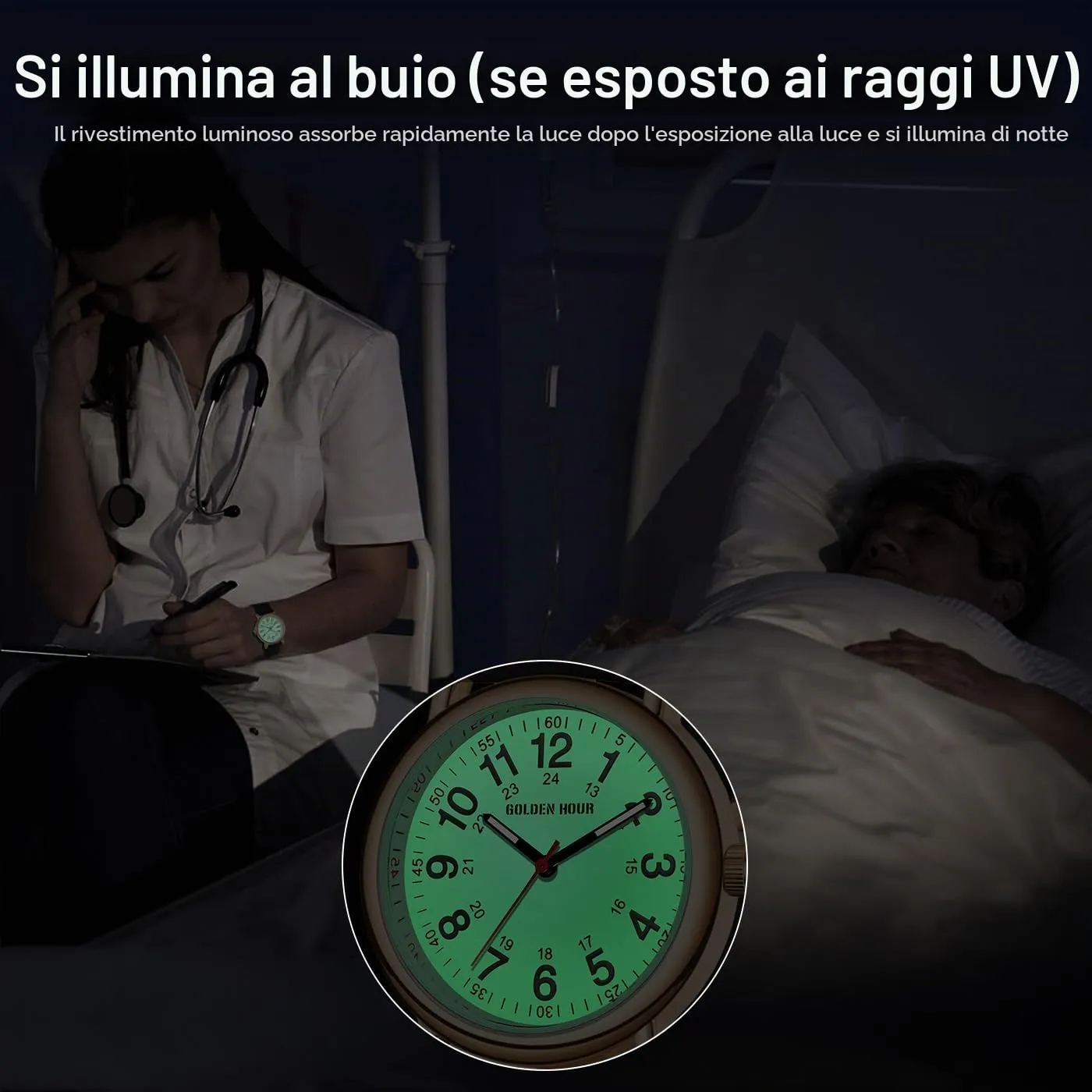 Golden Hour Orologio da Infermiere GH-1314 Impermeabile per Professionisti Medici e Studenti - immagine 6