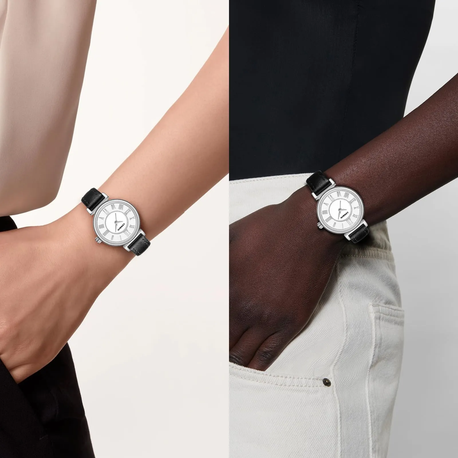 LN LENQIN Orologio Donna Analogico al Quarzo con Cinturino in Pelle 3ATM L0153 - immagine 6