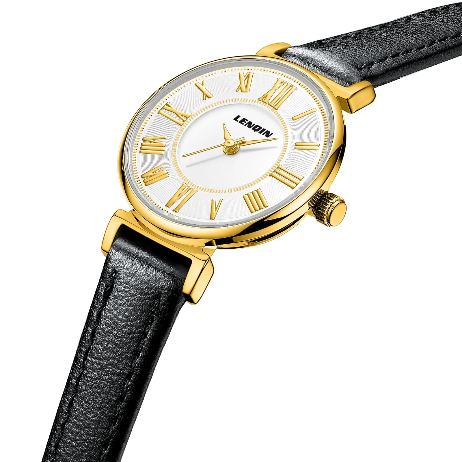 LN LENQIN Orologio Donna Analogico al Quarzo Cinturino Pelle 3ATM - immagine 3