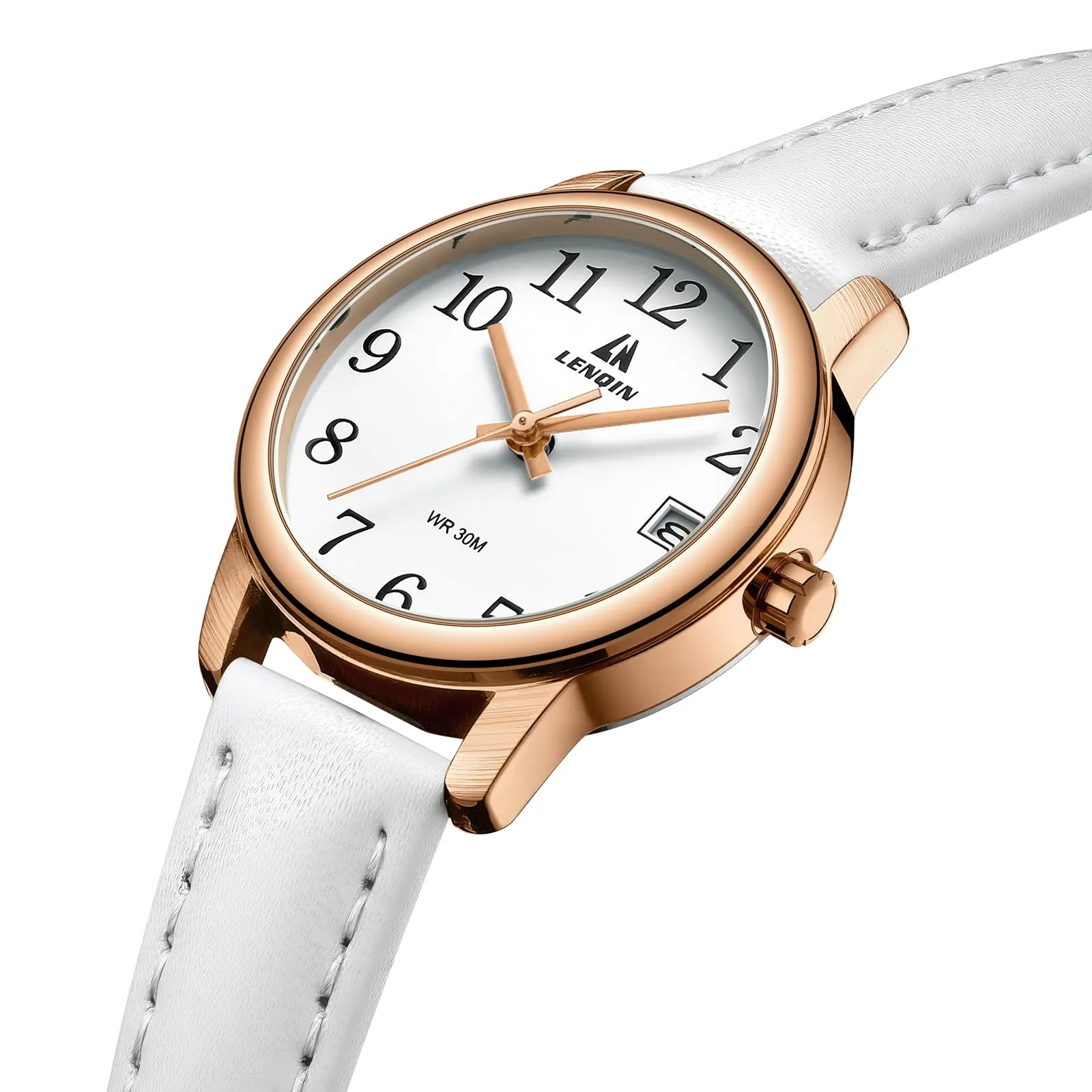 LN LENQIN Orologio Donna Analogico al Quarzo Cinturino Pelle 3ATM - immagine 3