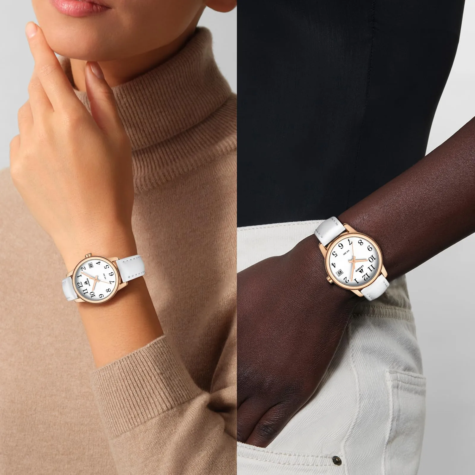 LN LENQIN Orologio Donna Analogico al Quarzo Cinturino Pelle 3ATM - immagine 6