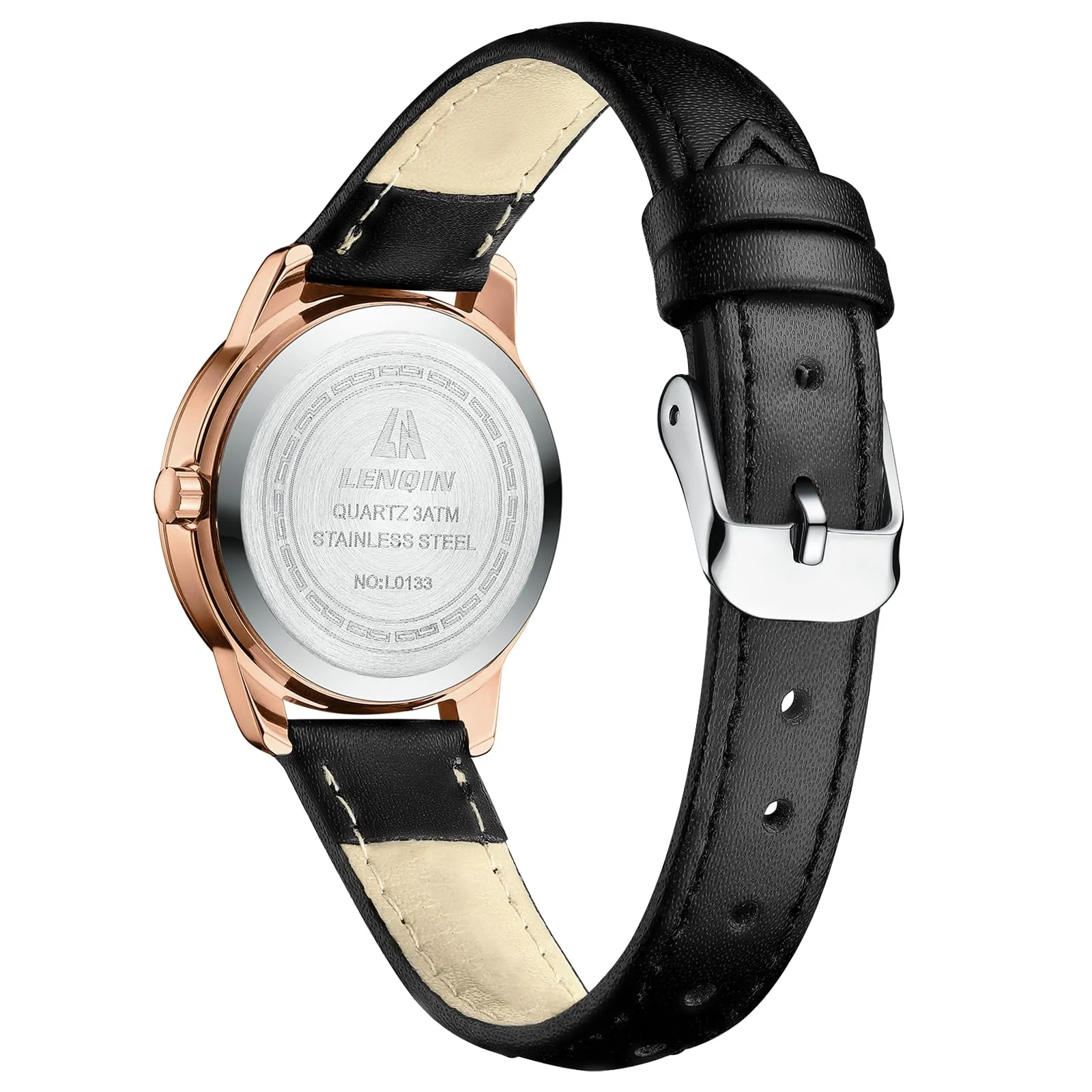 LN LENQIN Orologio Donna Analogico al Quarzo Cinturino Pelle 3ATM L0133 - immagine 2