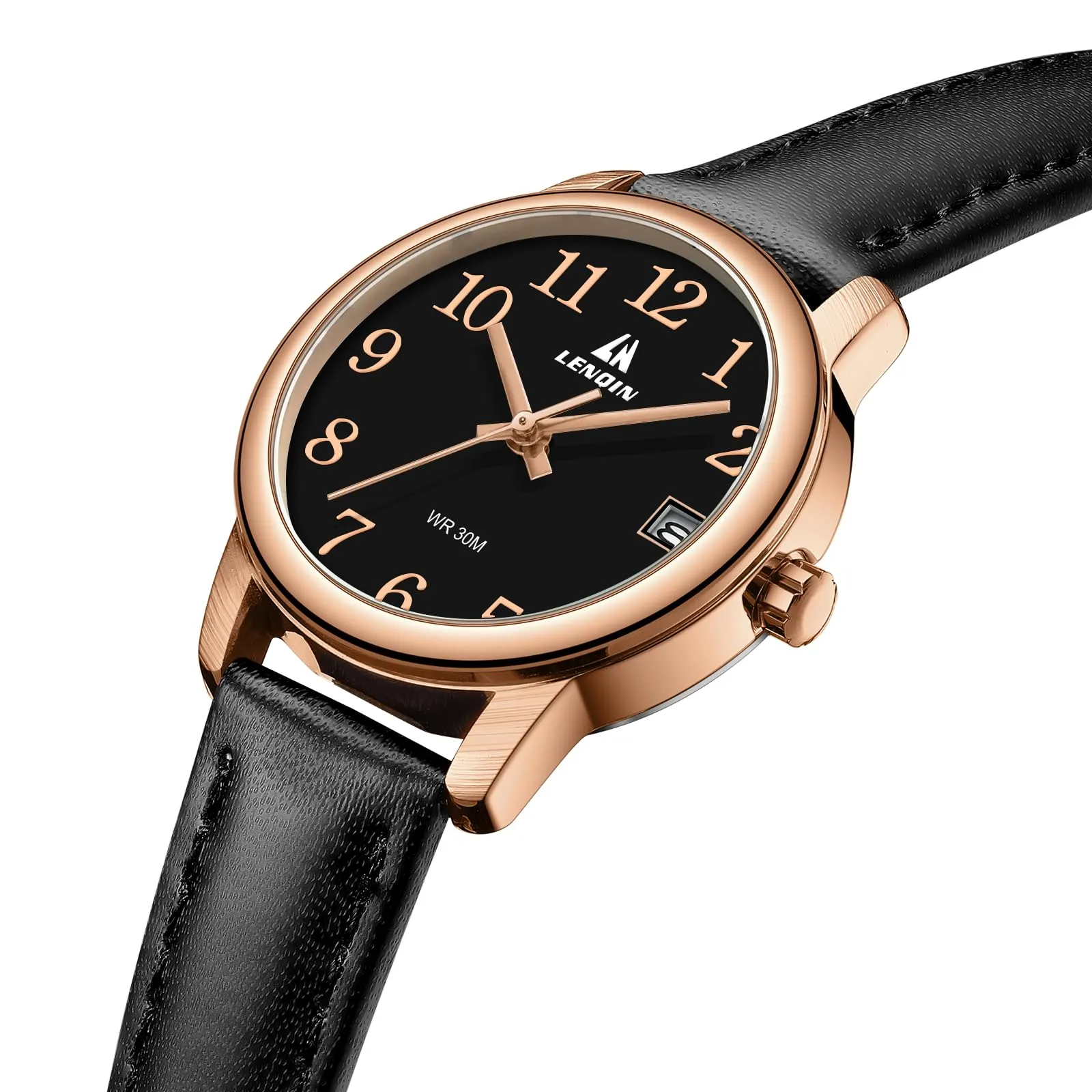 LN LENQIN Orologio Donna Analogico al Quarzo Cinturino Pelle 3ATM L0133 - immagine 3