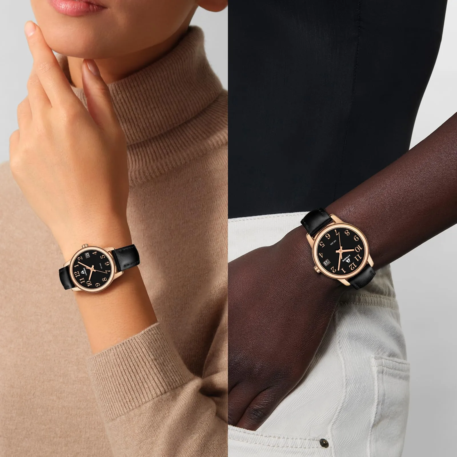 LN LENQIN Orologio Donna Analogico al Quarzo Cinturino Pelle 3ATM L0133 - immagine 6