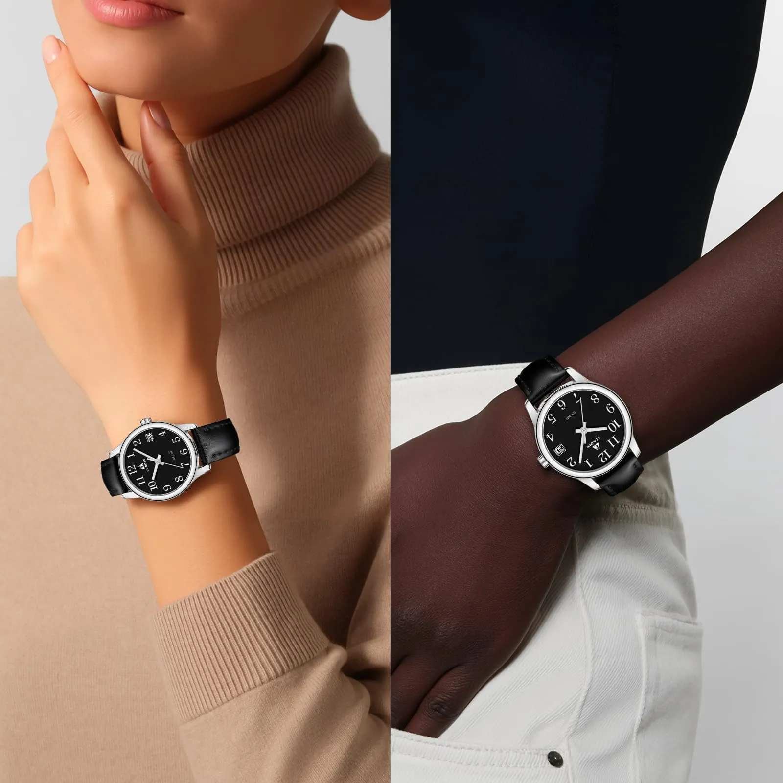 LN LENQIN Orologio Donna Analogico al Quarzo con Cinturino in Pelle 3ATM - immagine 6