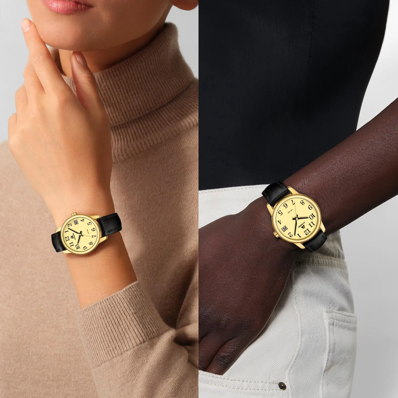 LN LENQIN Orologio Donna Analogico al Quarzo Cinturino Pelle 3ATM L0133 - immagine 6