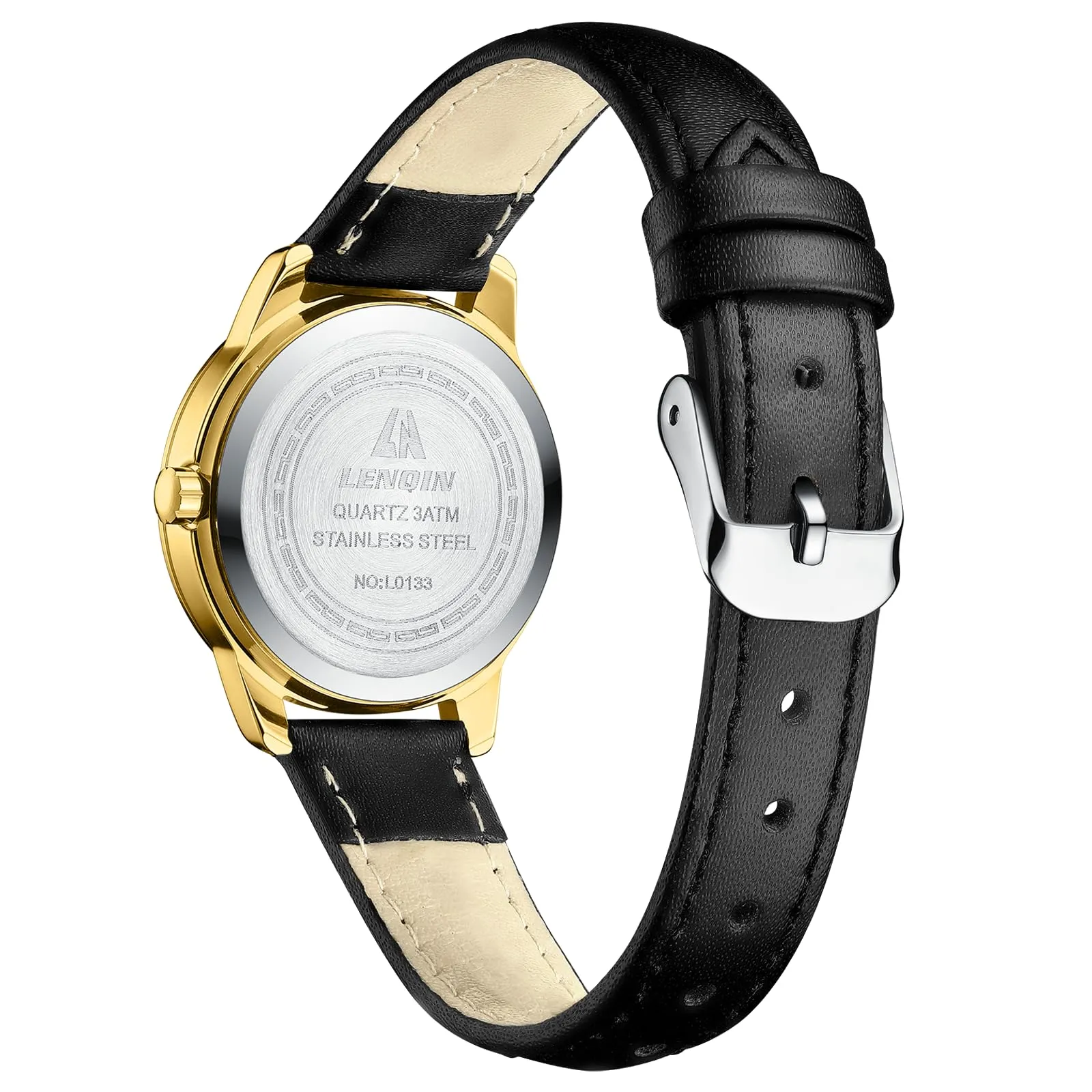 LN LENQIN Orologio Donna Analogico al Quarzo Cinturino in Pelle 3ATM L0133 - immagine 2