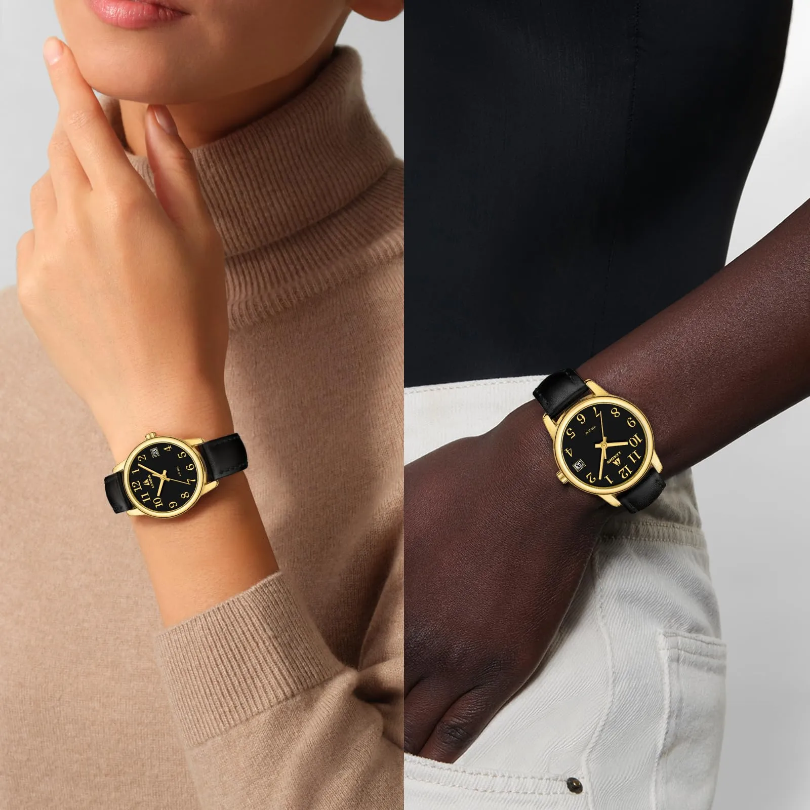 LN LENQIN Orologio Donna Analogico al Quarzo Cinturino in Pelle 3ATM L0133 - immagine 6