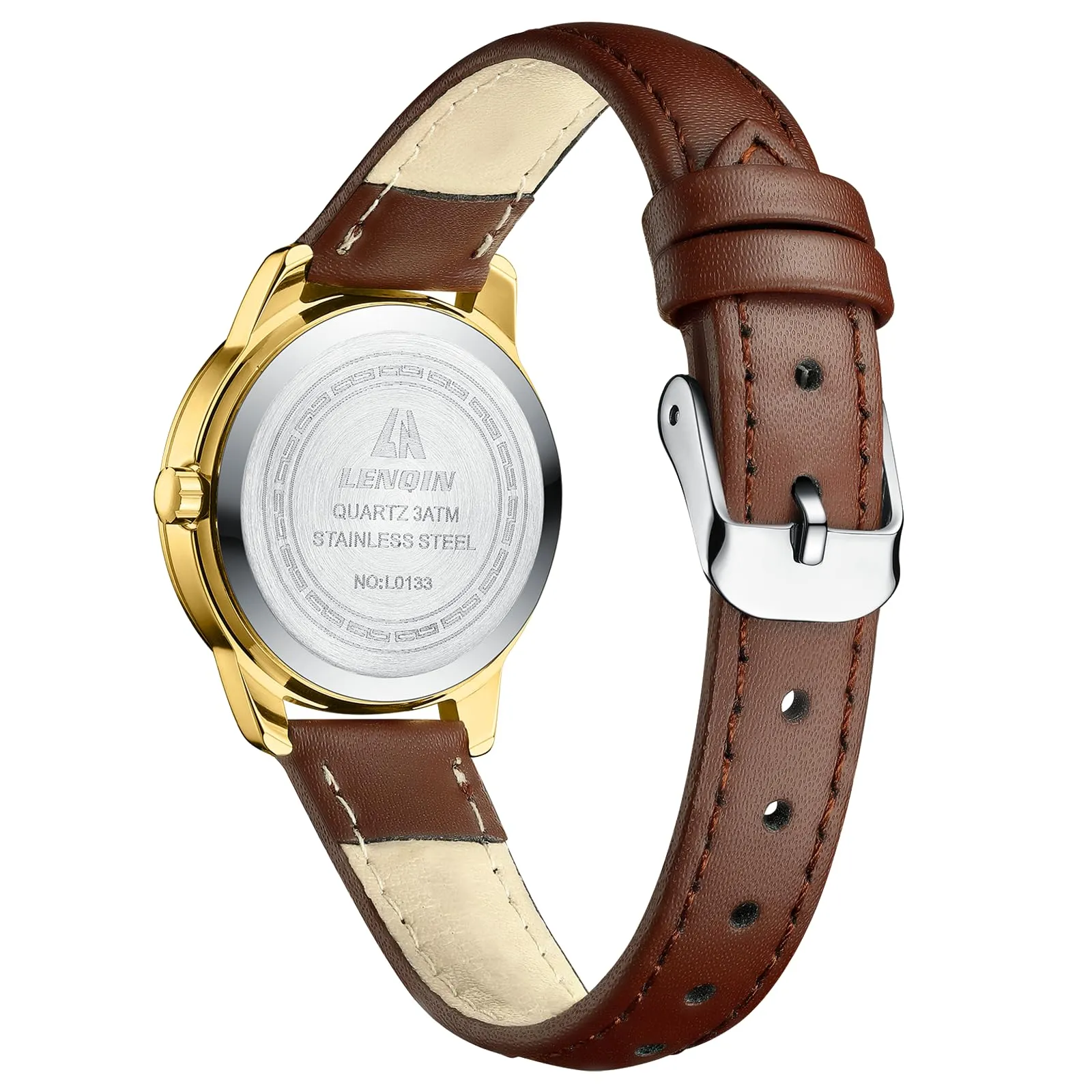 LN LENQIN Orologio Donna Analogico al Quarzo Cinturino in Pelle 3ATM - immagine 2