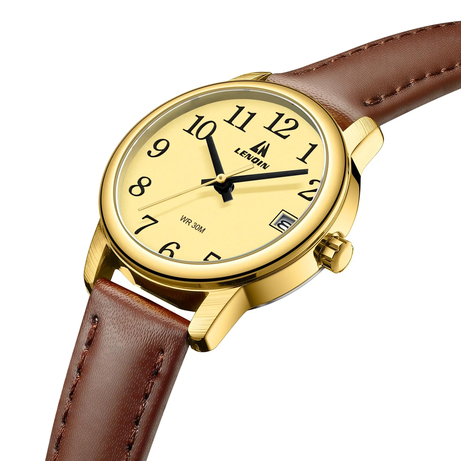 LN LENQIN Orologio Donna Analogico al Quarzo Cinturino in Pelle 3ATM - immagine 3
