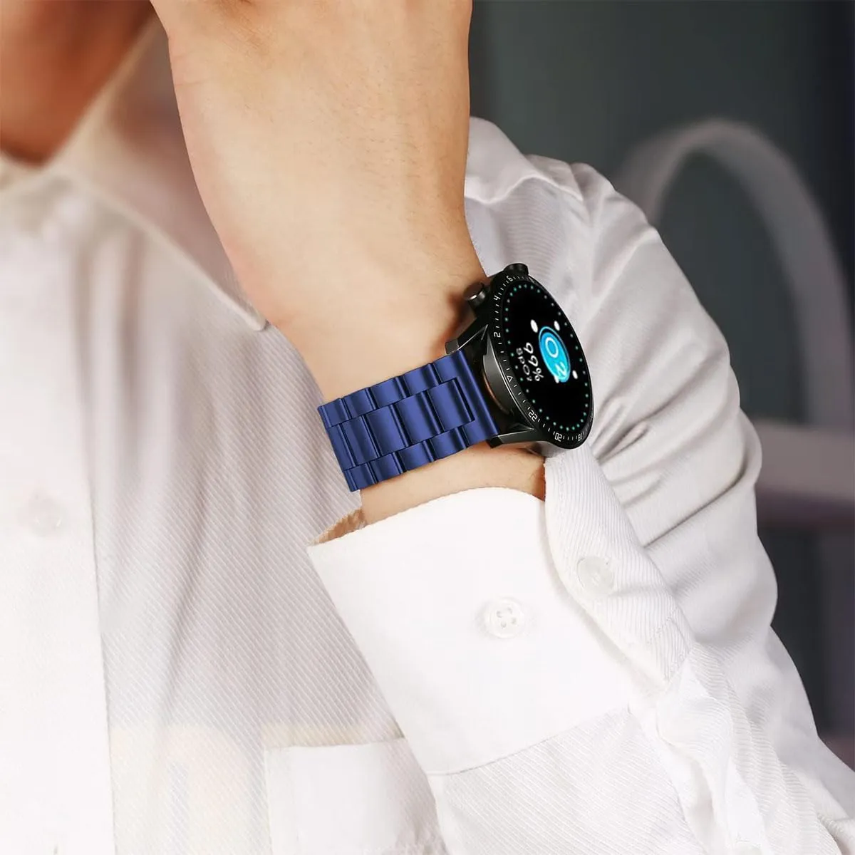 FOUUA Cinturino per Orologio in Acciaio Inossidabile con Sgancio Rapido, 20mm, Blu - immagine 6