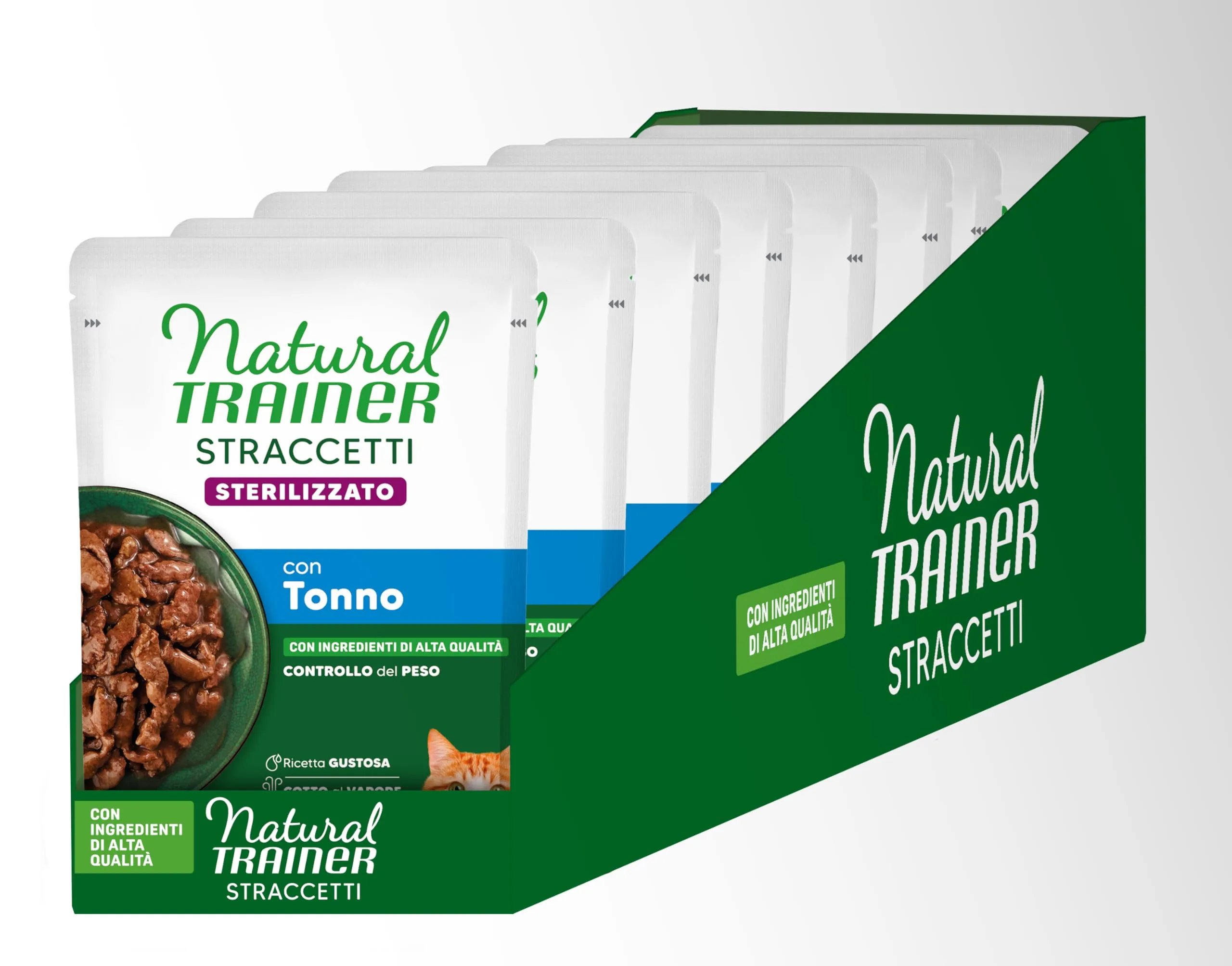 Trainer Natural Straccetti Cibo Umido per Gatti Adulti Sterilizzati, Bocconcini in Salsa con Tonno, 24 x 85g - immagine 1