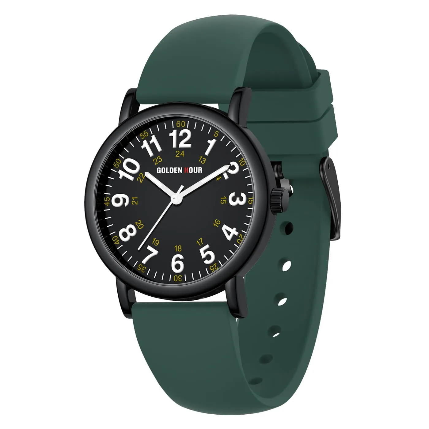 GOLDEN HOUR Orologio da Infermiere GH-1314 Impermeabile (Nero Verde scuro) - immagine 1