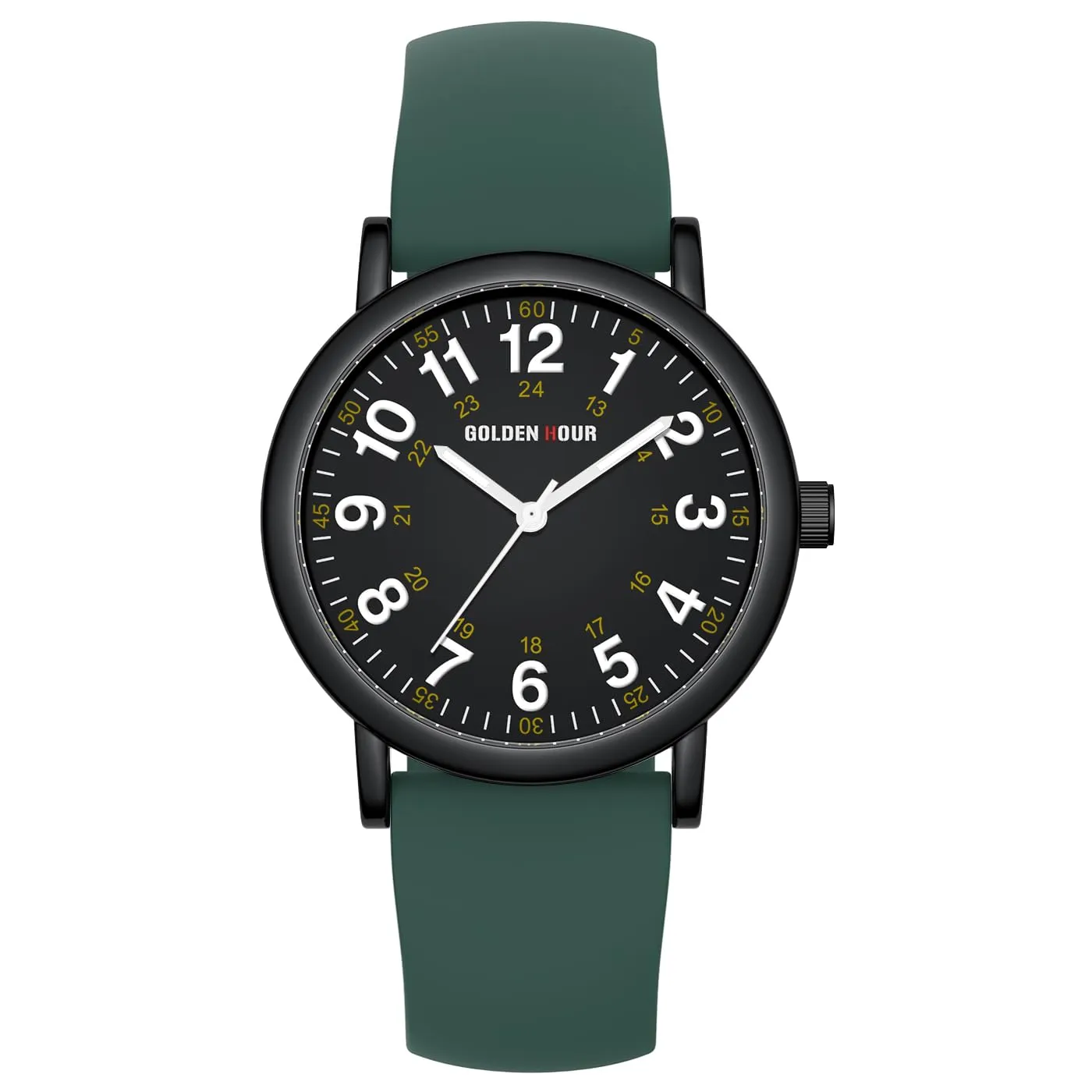 GOLDEN HOUR Orologio da Infermiere GH-1314 Impermeabile (Nero Verde scuro) - immagine 2