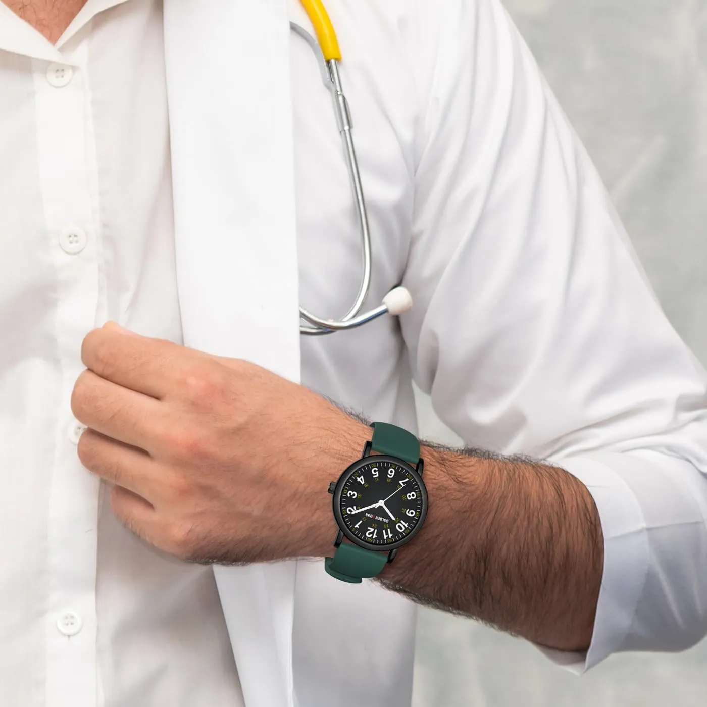 GOLDEN HOUR Orologio da Infermiere GH-1314 Impermeabile (Nero Verde scuro) - immagine 7