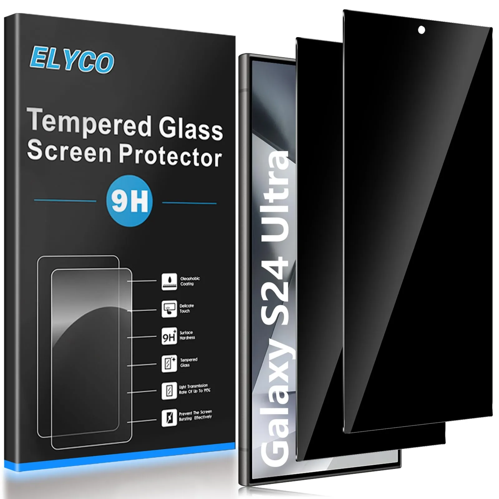 ELYCO Vetro Temperato Privacy per Samsung Galaxy S24 Ultra, 2 Pezzi - immagine 1