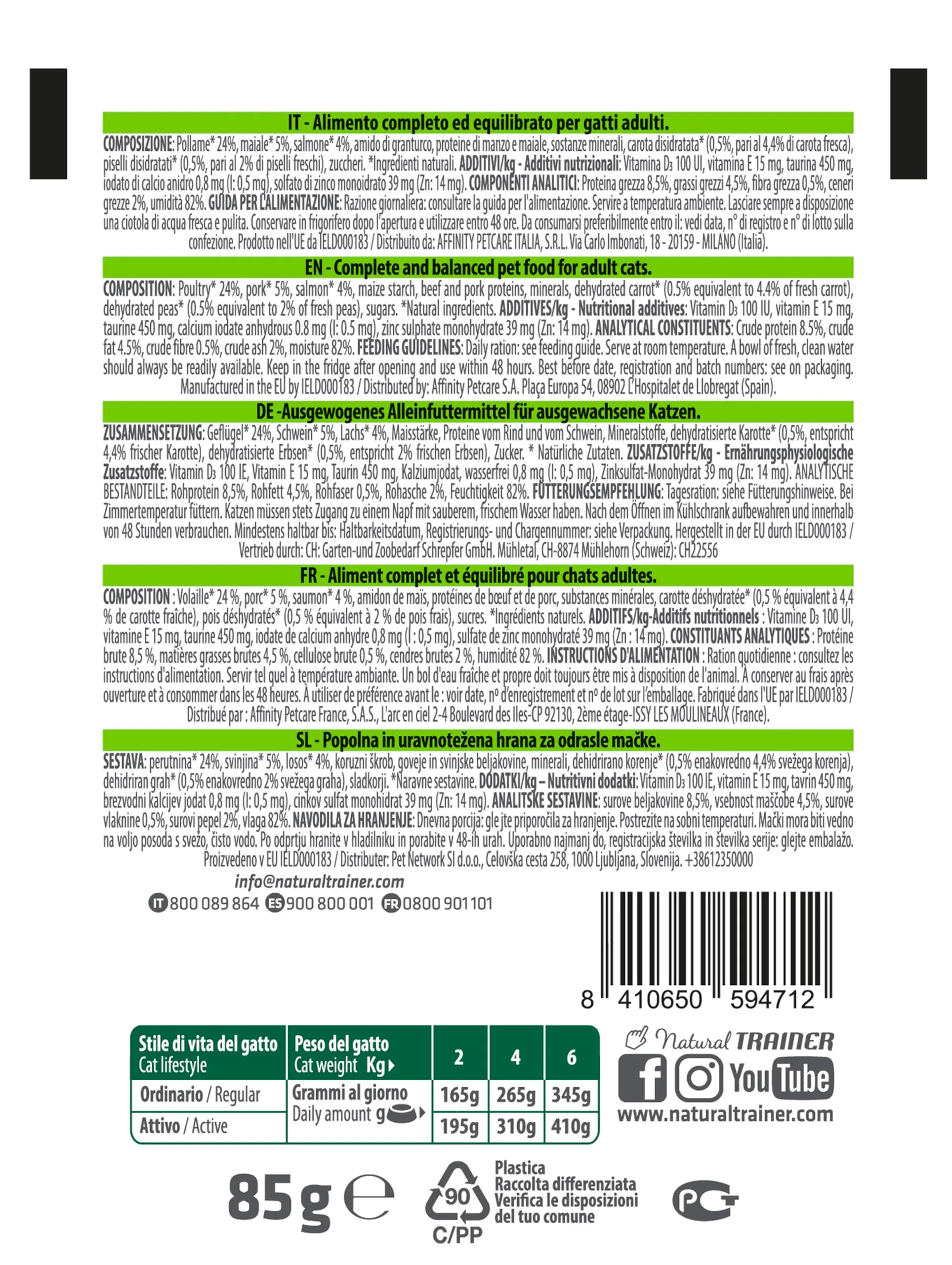 Trainer Natural Straccetti Cibo Umido per Gatti Adulti, Bocconcini in Salsa con Salmone, 22 x 85g - immagine 3