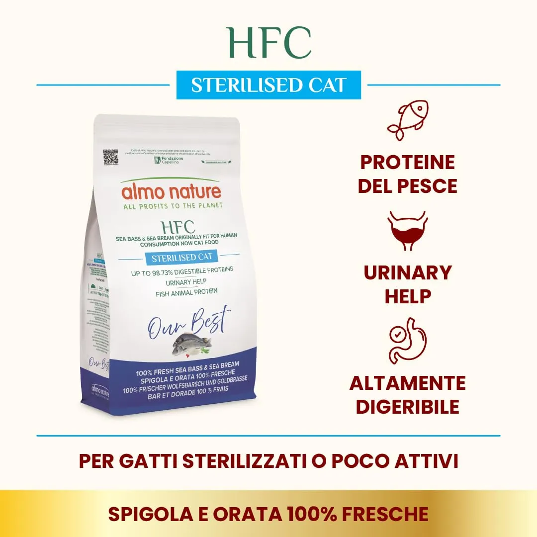 Almo Nature HFC Our Best Sterilised Cat Food, Spigola E Orata Freschi, 1.2kg - immagine 3