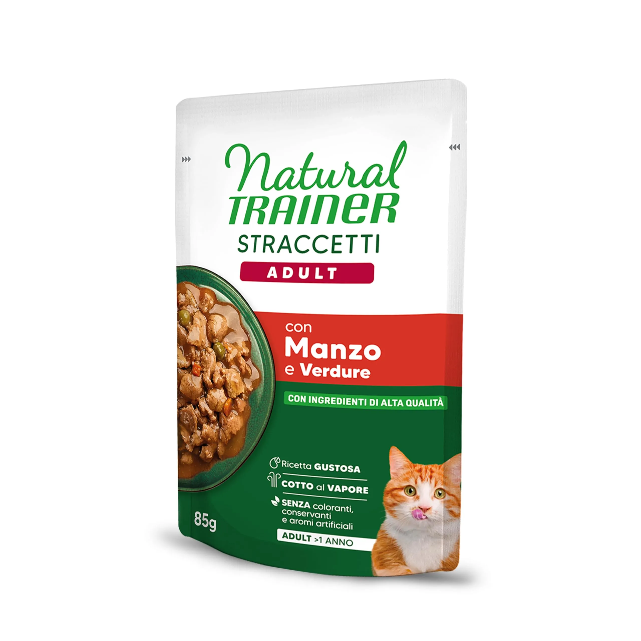 Trainer Natural Straccetti Cibo Umido per Gatti Adulti, Bocconcini in salsa con Manzo, 22 x 85g - immagine 3
