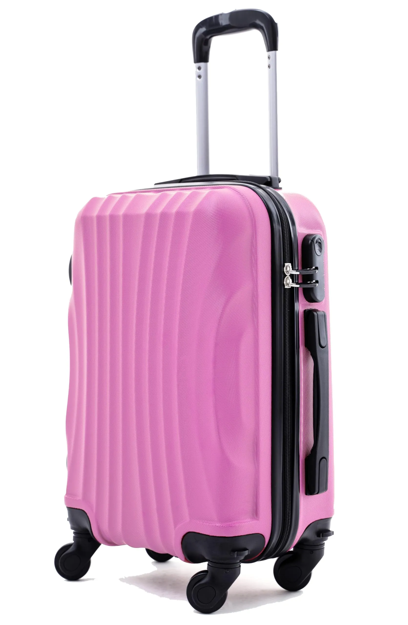 R.Leone Ryanair Trolley Bagaglio a mano 55x40x20 cm 4 Ruote rimovibili in ABS 20373N Rosa Pastello - immagine 1
