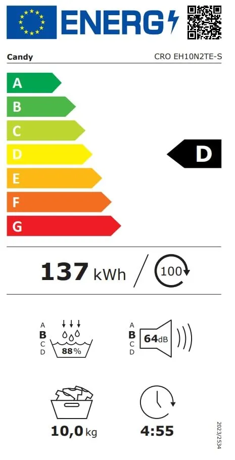 Candy Smart Pro Asciugatrice a Pompa di Calore 10 kg Classe D Bianca - immagine 10