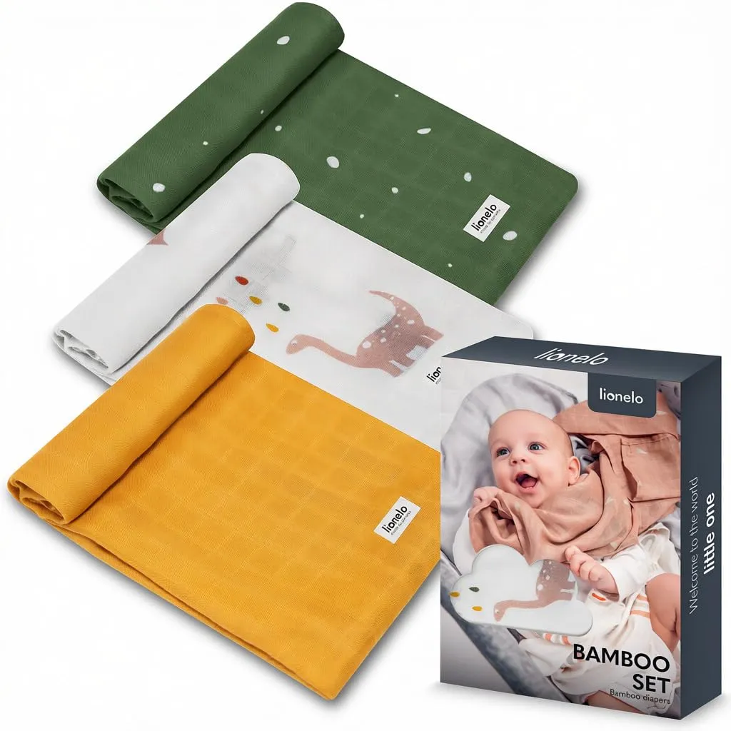 Lionelo Set 3 Mussole Neonato in Cotone di Bambù, 70 x 70 cm - immagine 1