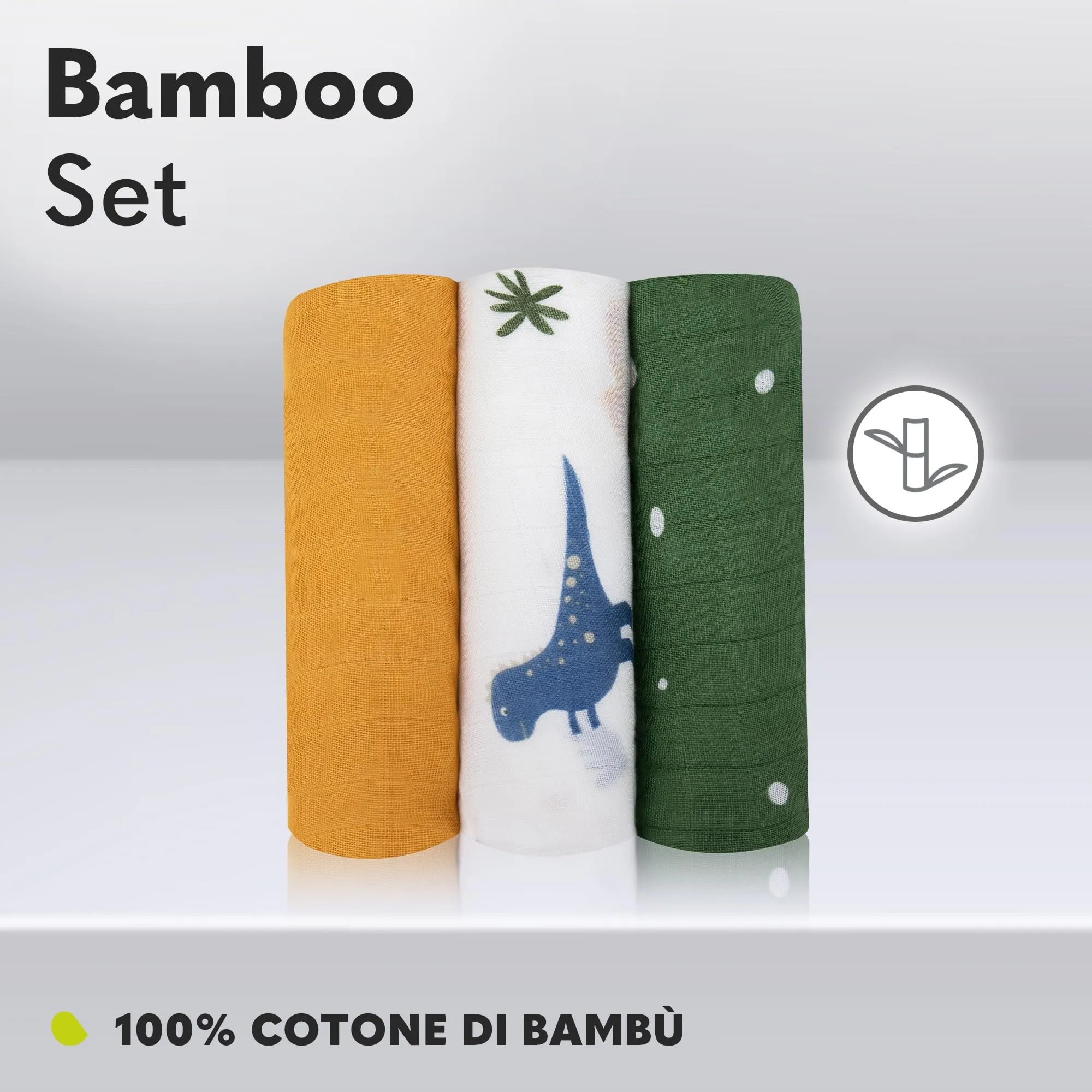 Lionelo Set 3 Mussole Neonato in Cotone di Bambù, 70 x 70 cm - immagine 3