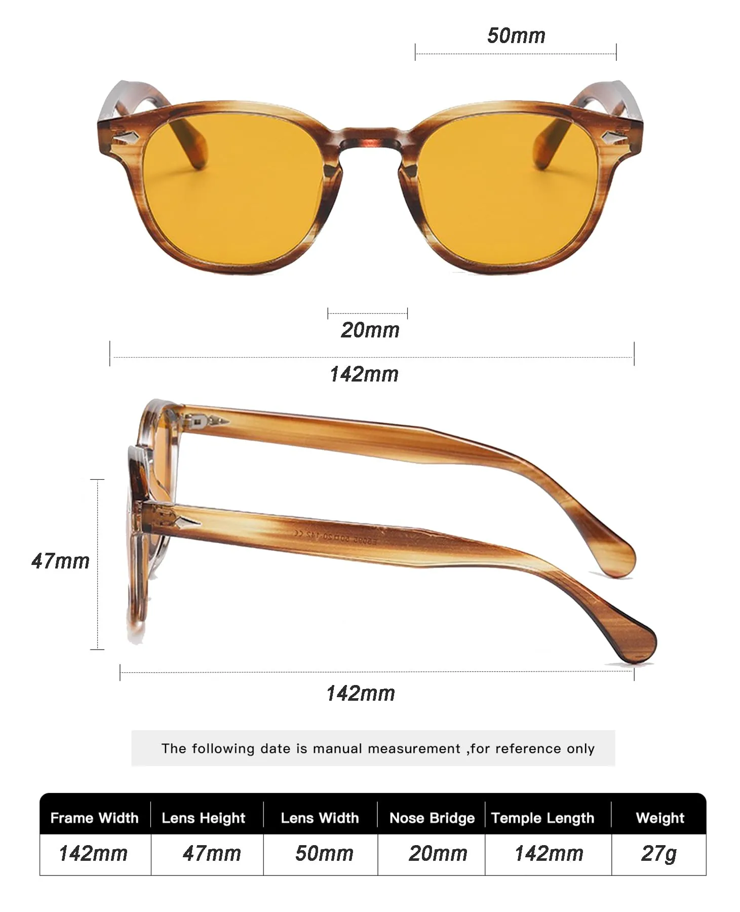 LHSDMOAT Occhiali da sole sportivi vintage anni '70 rotondi UV400 stile Depp TR5095K - immagine 5