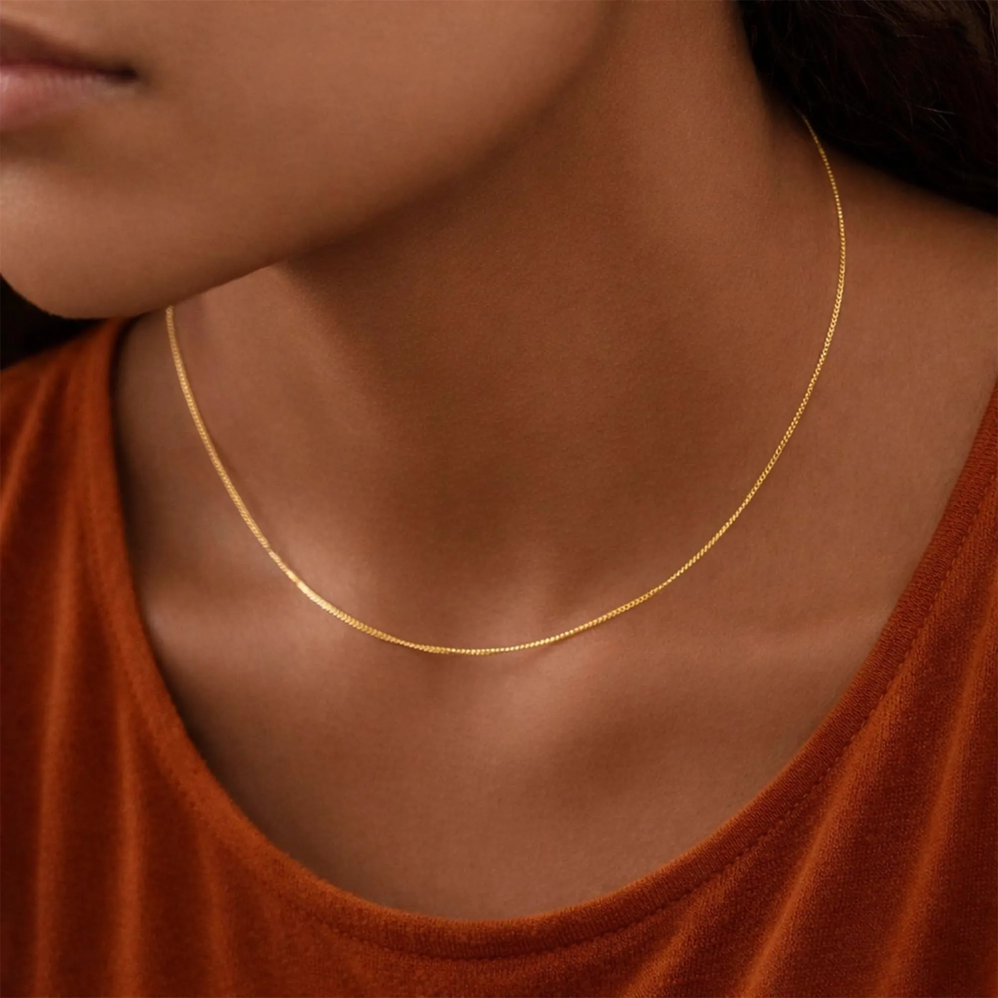 Amberta Collana Barbazzale in Argento Sterling 925 Placcato Oro 18K, 1.05 mm, 70 cm - immagine 2