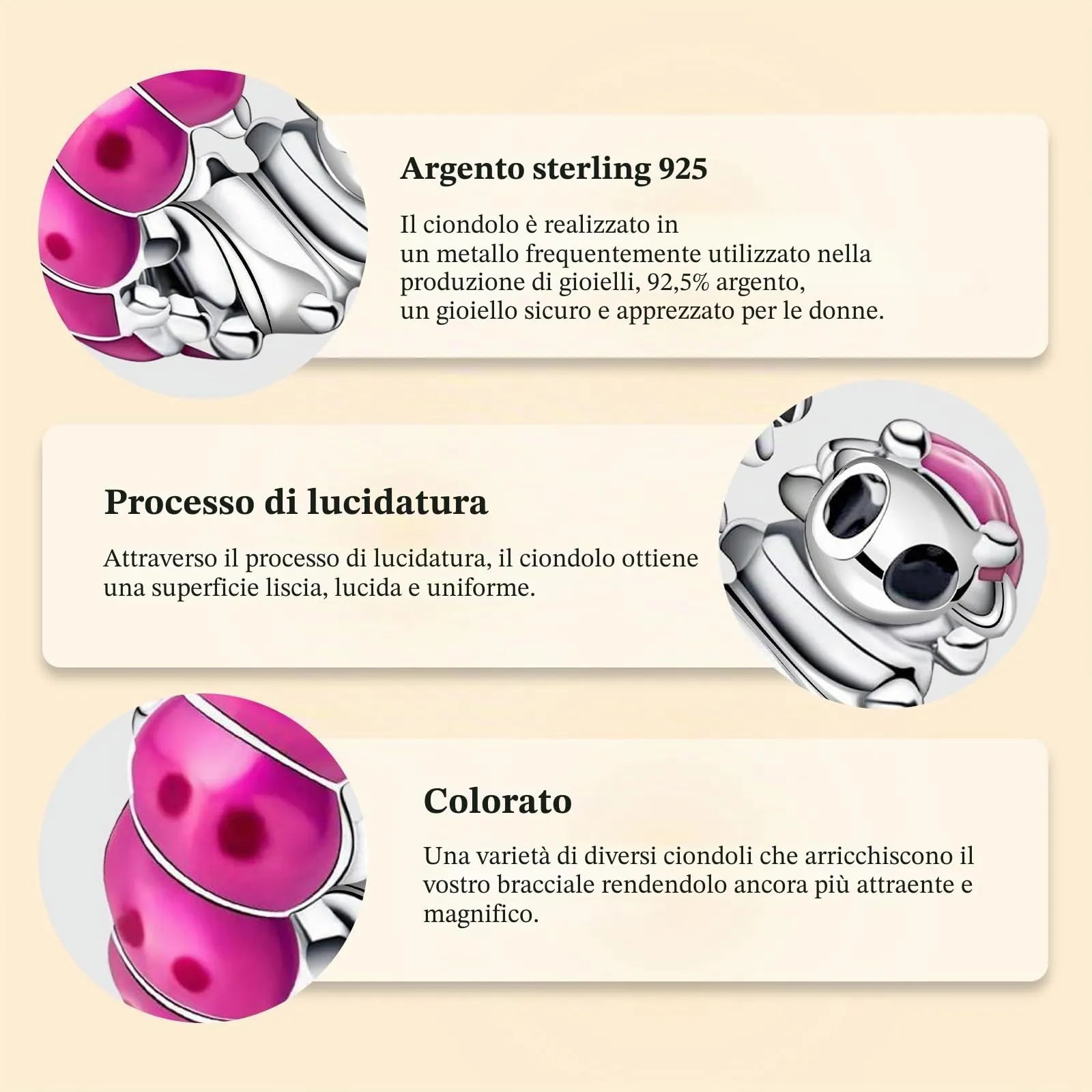 J.Fée Ciondoli Charm per Bracciali e Collane in Argento 925 da Donna - immagine 6