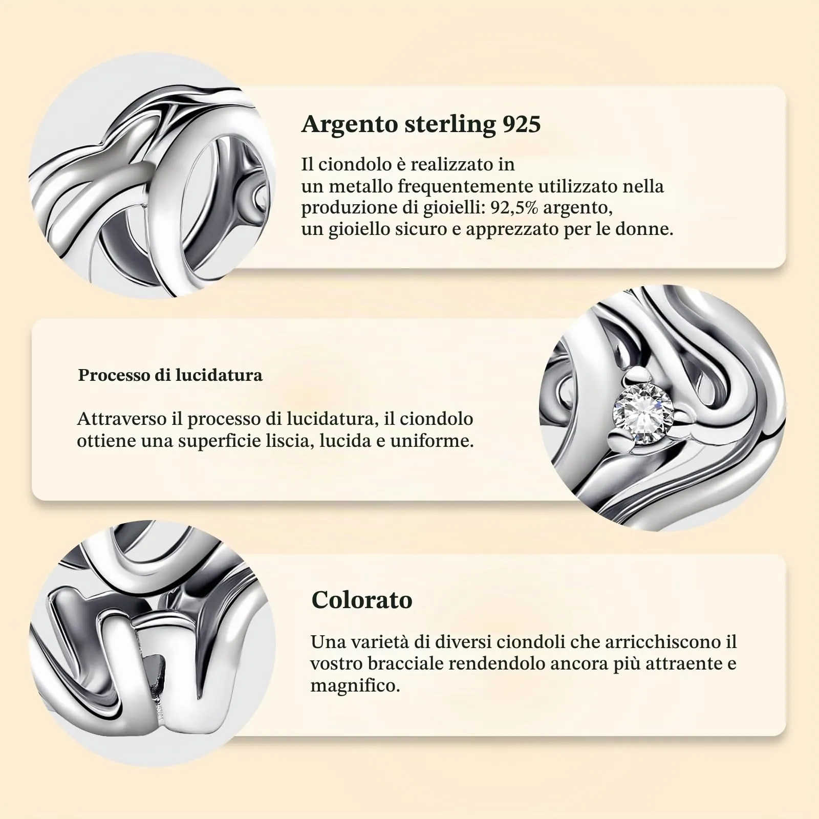 J.Fée Ciondoli Charm per Bracciali e Collane in Argento 925 per Donna - immagine 6