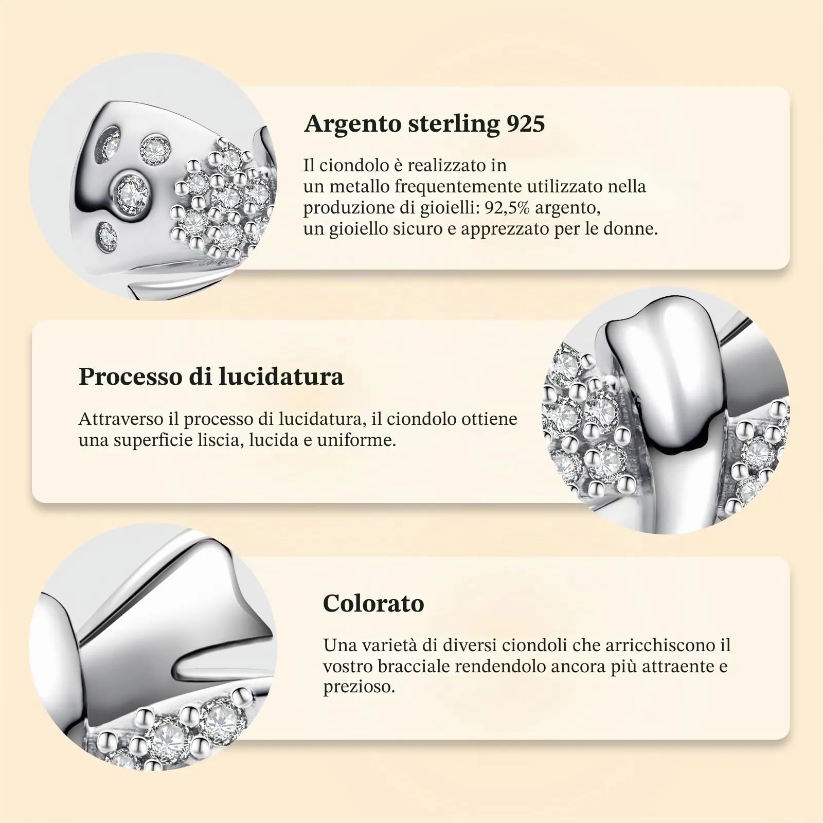 J.Fée Ciondoli Charm per Bracciali e Collane in Argento 925 da Donna - immagine 6