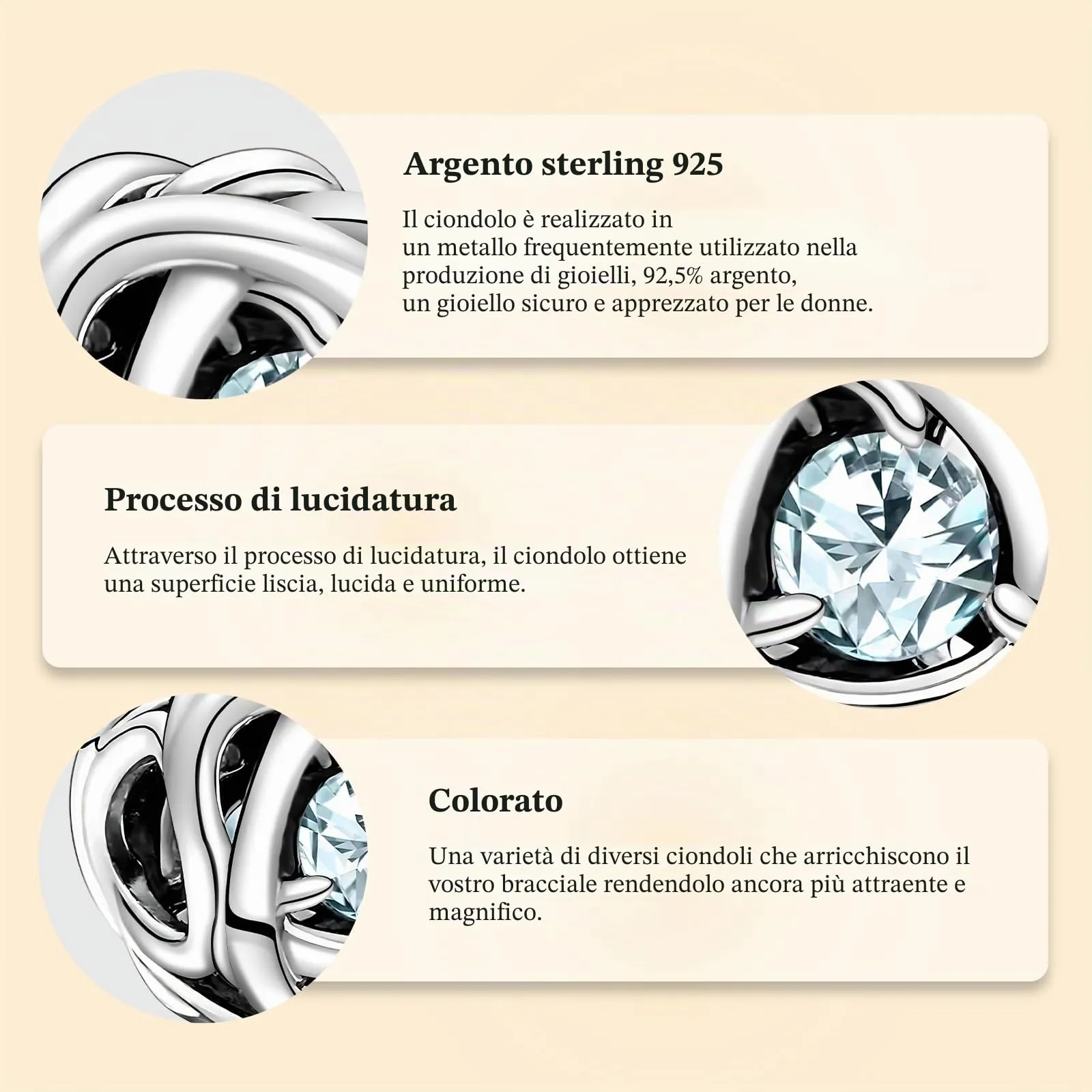J.Fée Ciondoli Charm per Bracciali e Collane in Argento 925 da Donna - immagine 6
