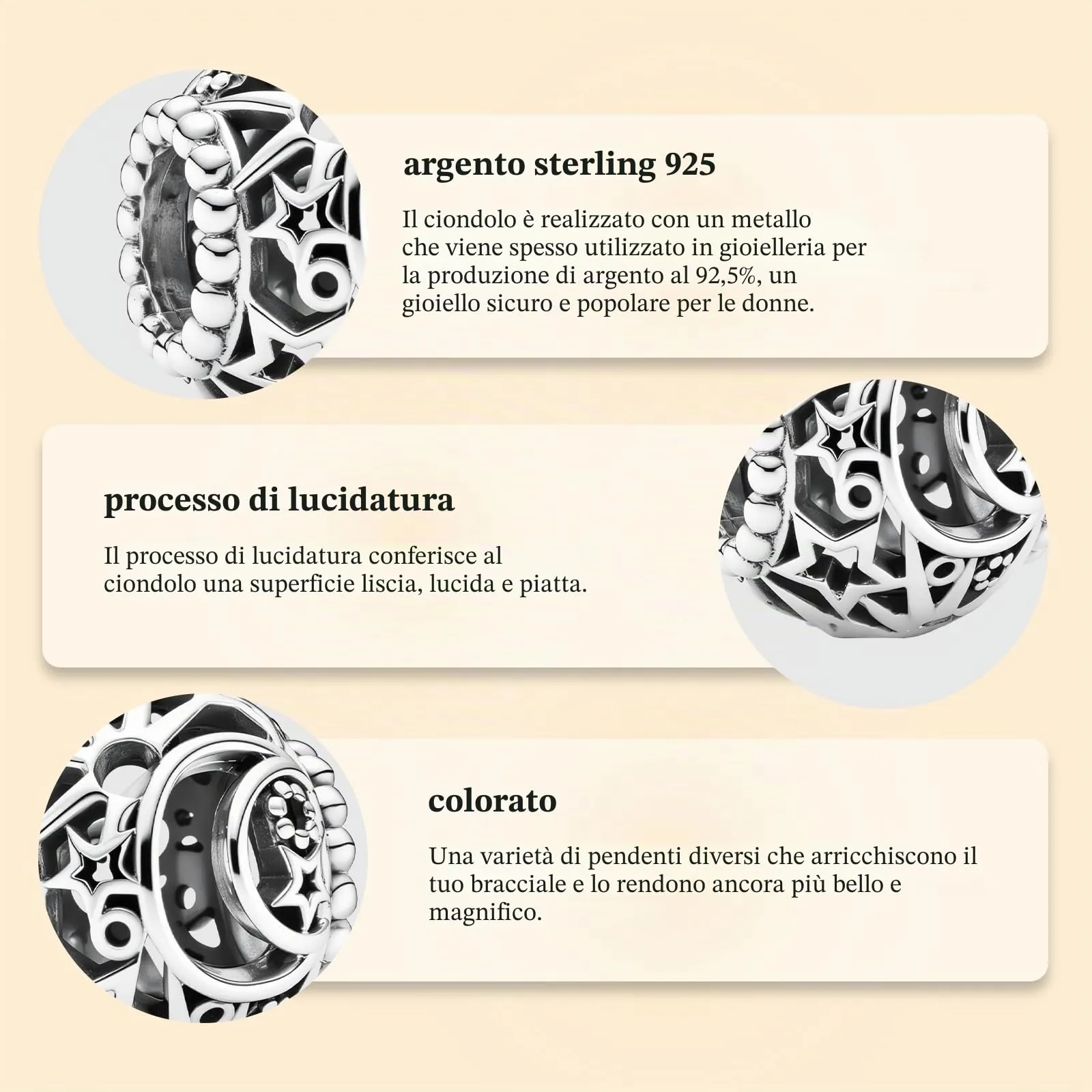 J.Fée Ciondoli Charm per Bracciali e Collane in Argento 925 da Donna - immagine 6