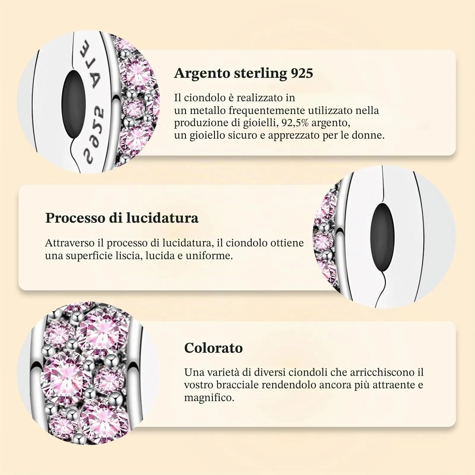 J.Fée Ciondoli Charm per Bracciali e Collane in Argento 925 da Donna - immagine 6