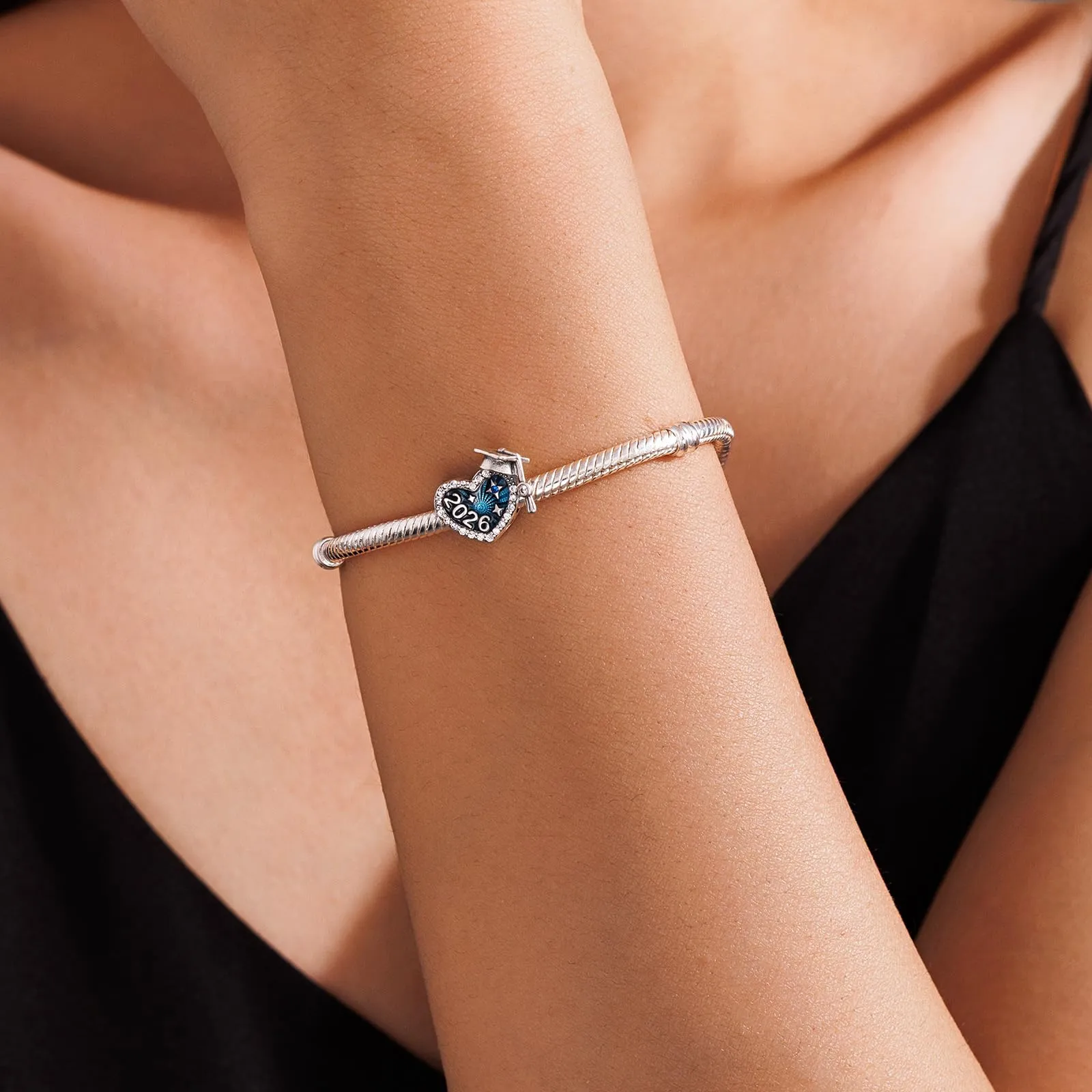 KEQ 2026 Cuore Per Laurea Diploma Charm in Argento Sterling 925 per Braccialetti e Collane Europei - immagine 3
