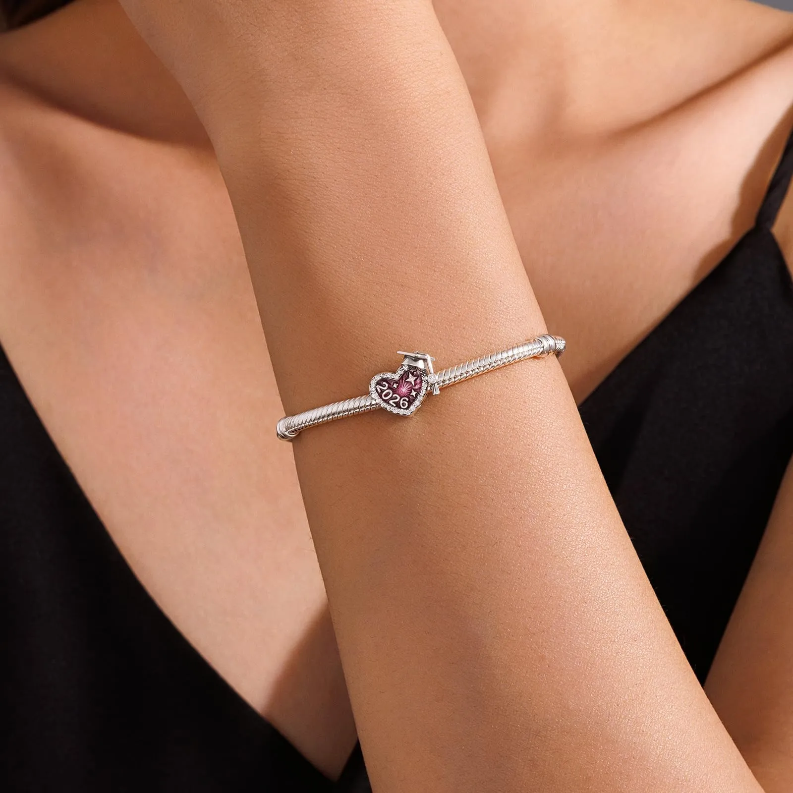 KEQ 2026 Cuore Per Laurea Diploma Charm in Argento Sterling 925 per Braccialetti e Collane Europei - immagine 3