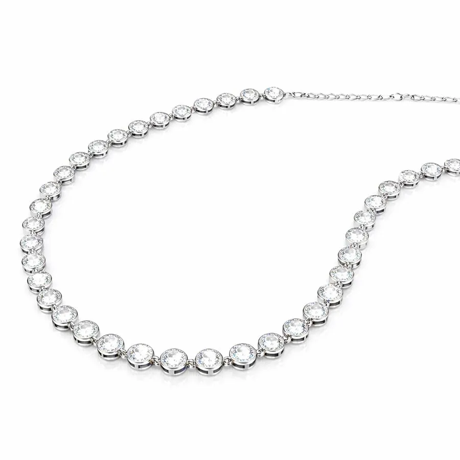 Saga Gioielli Collana Tennis con Zirconi in Acciaio Inox, Argento, Lunghezza 38+5 cm - immagine 2