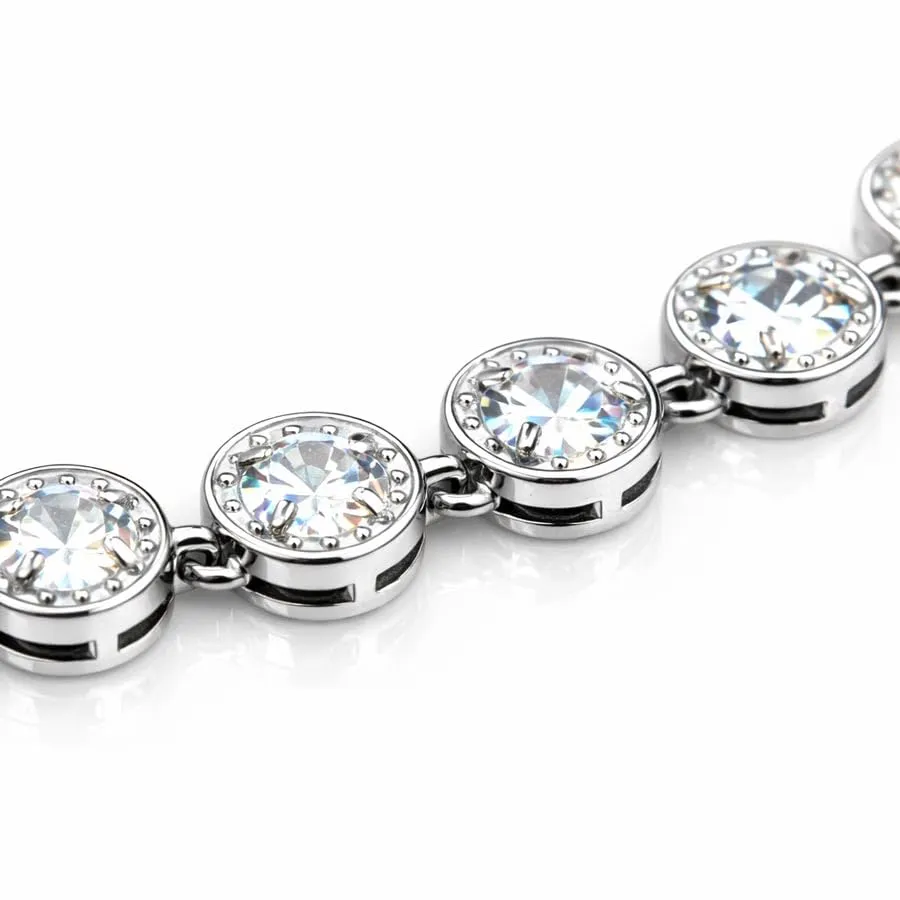 Saga Gioielli Collana Tennis con Zirconi in Acciaio Inox, Argento, Lunghezza 38+5 cm - immagine 4
