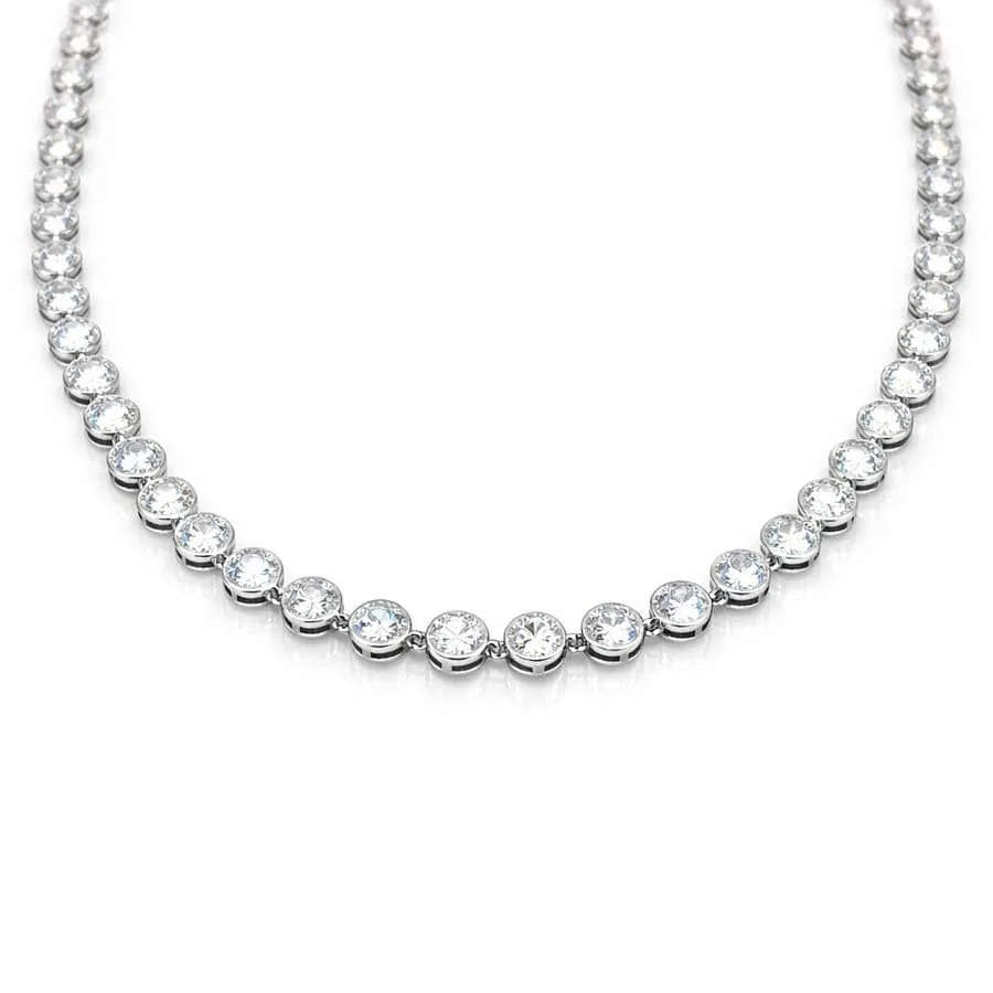 Saga Gioielli Collana Tennis con Zirconi in Acciaio Inox, Argento, Lunghezza 38+5 cm - immagine 5