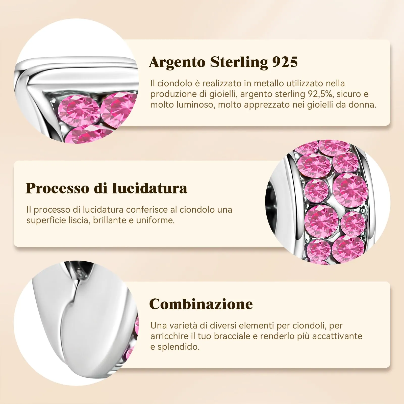 J.Fée Ciondoli Charm per Bracciali e Collane in Argento 925 da Donna - immagine 6