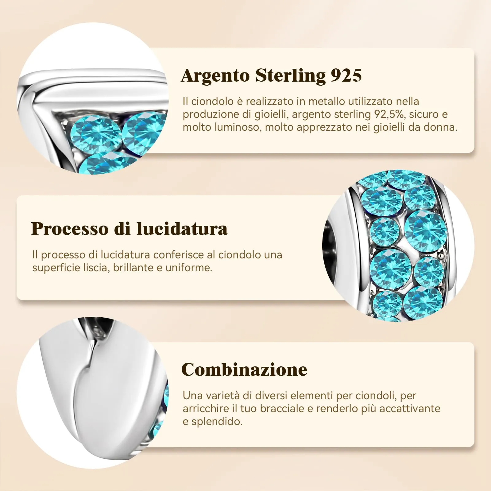 J.Fée Ciondoli Charm per Bracciali e Collane in Argento 925 da Donna - immagine 6