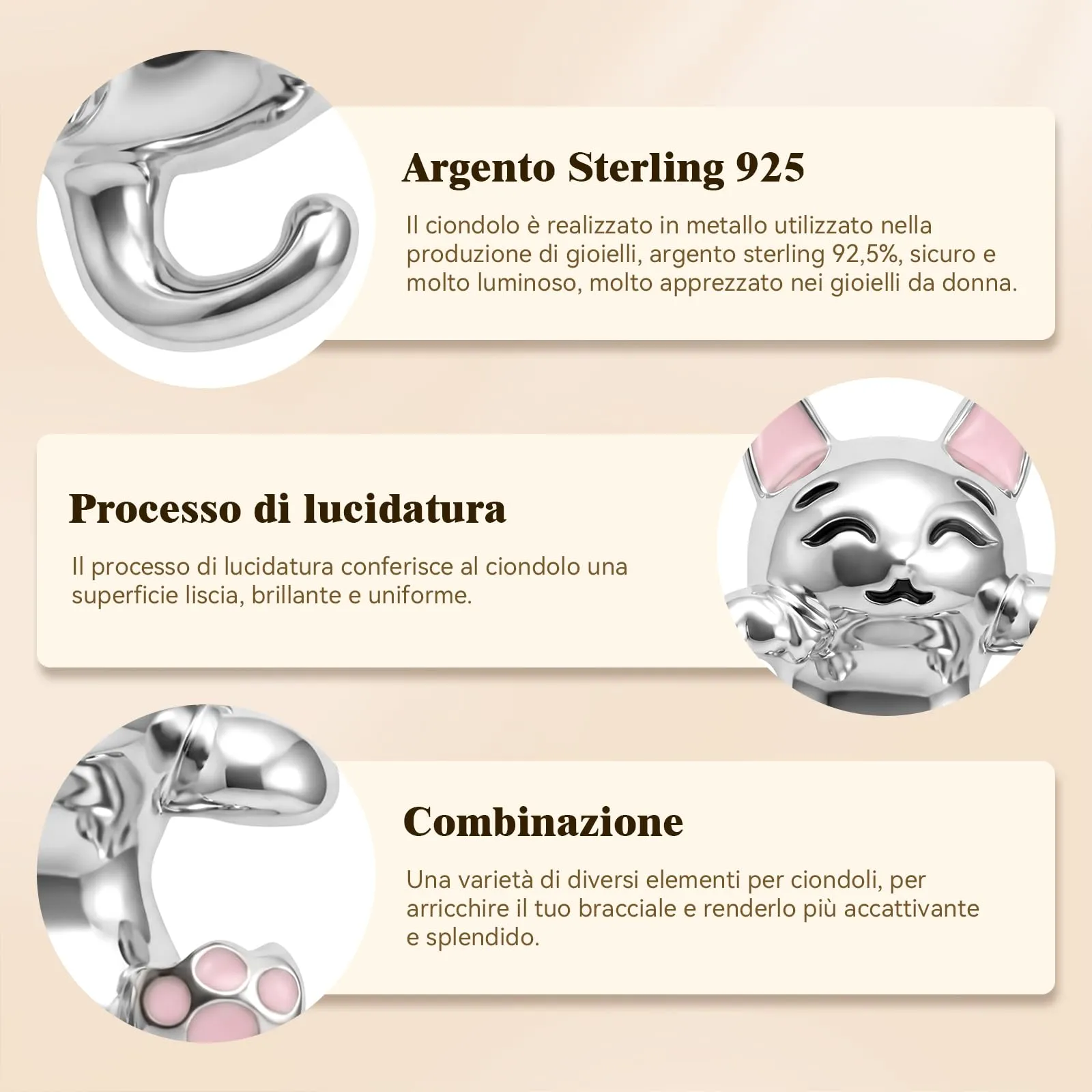 J.Fée Ciondoli Charm per Bracciali e Collane in Argento 925 da Donna - immagine 6