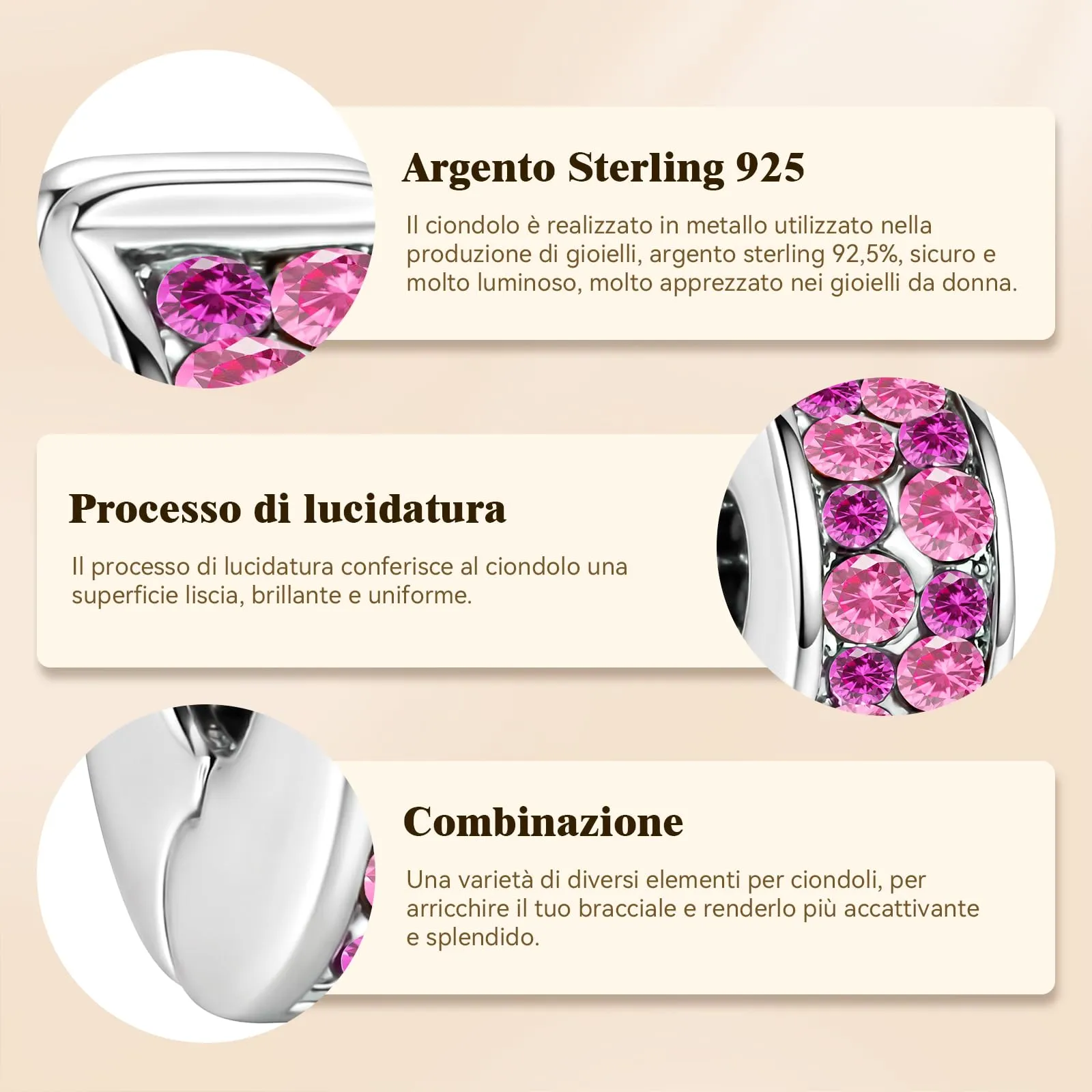 J.Fée Ciondoli Charm per Bracciali e Collane in Argento 925 da Donna - immagine 6