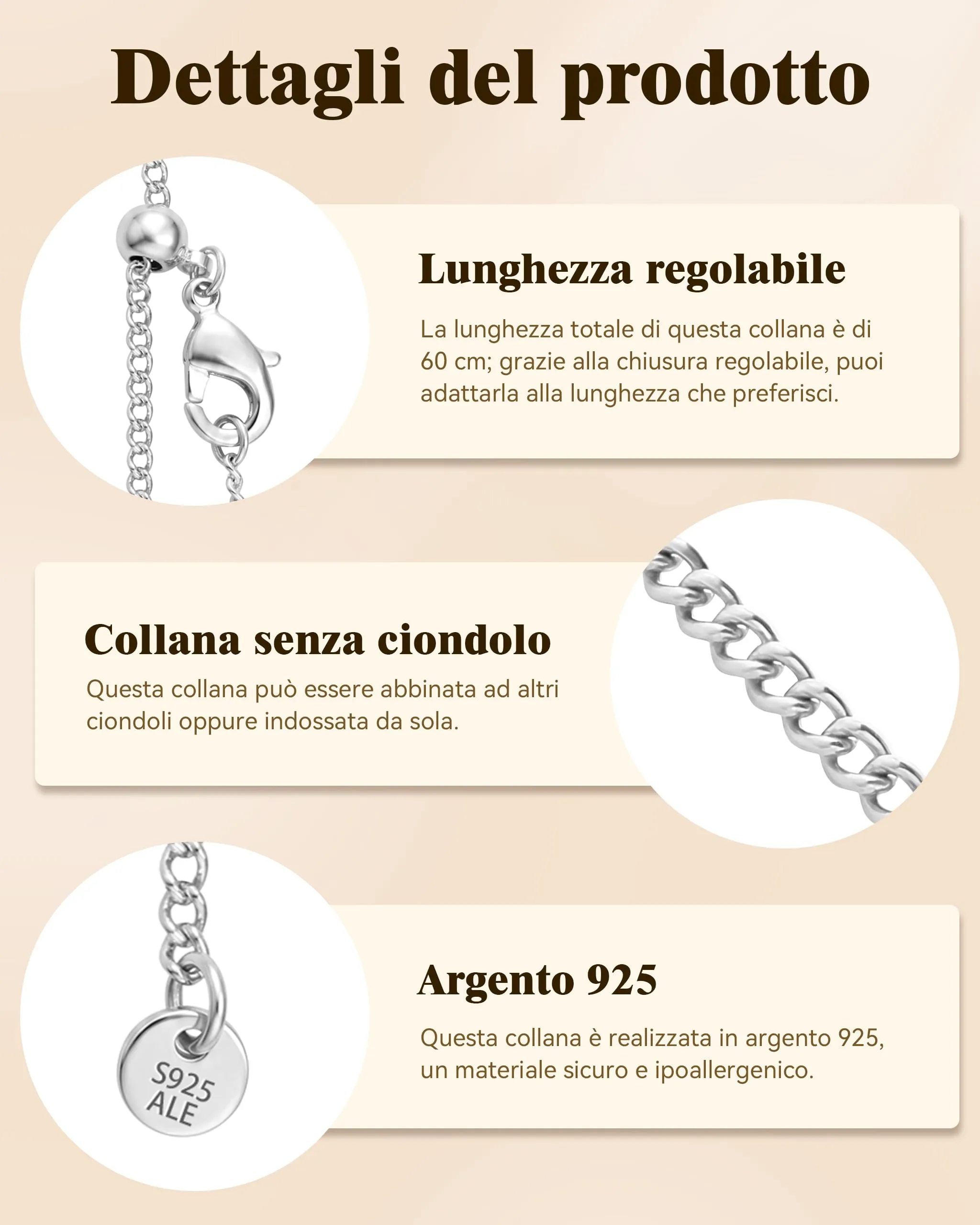 J.Fée Collana Catenina in Argento 925 da Donna senza Ciondolo - immagine 5