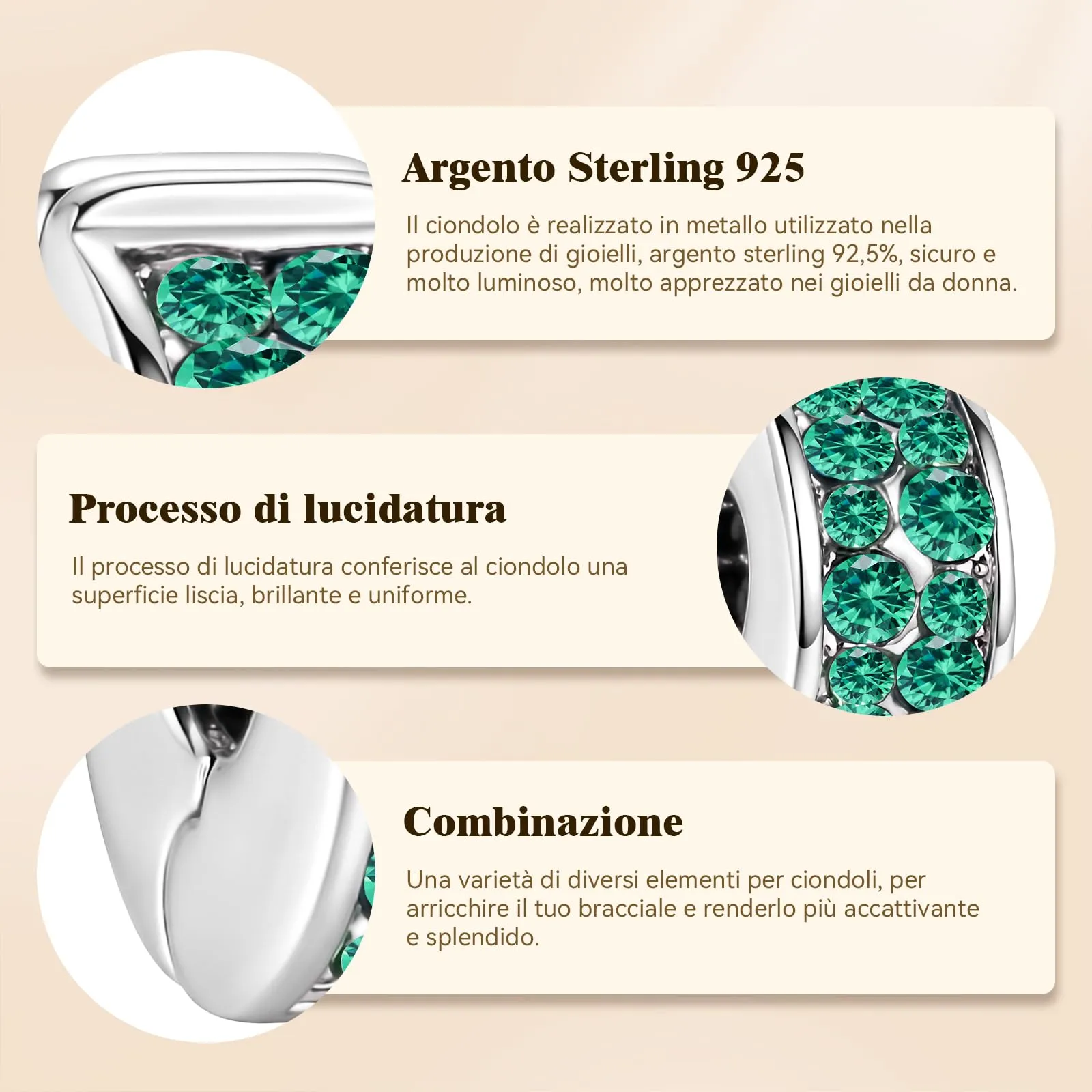 J.Fée Ciondoli Charm per Bracciali e Collane in Argento 925 da Donna - immagine 6