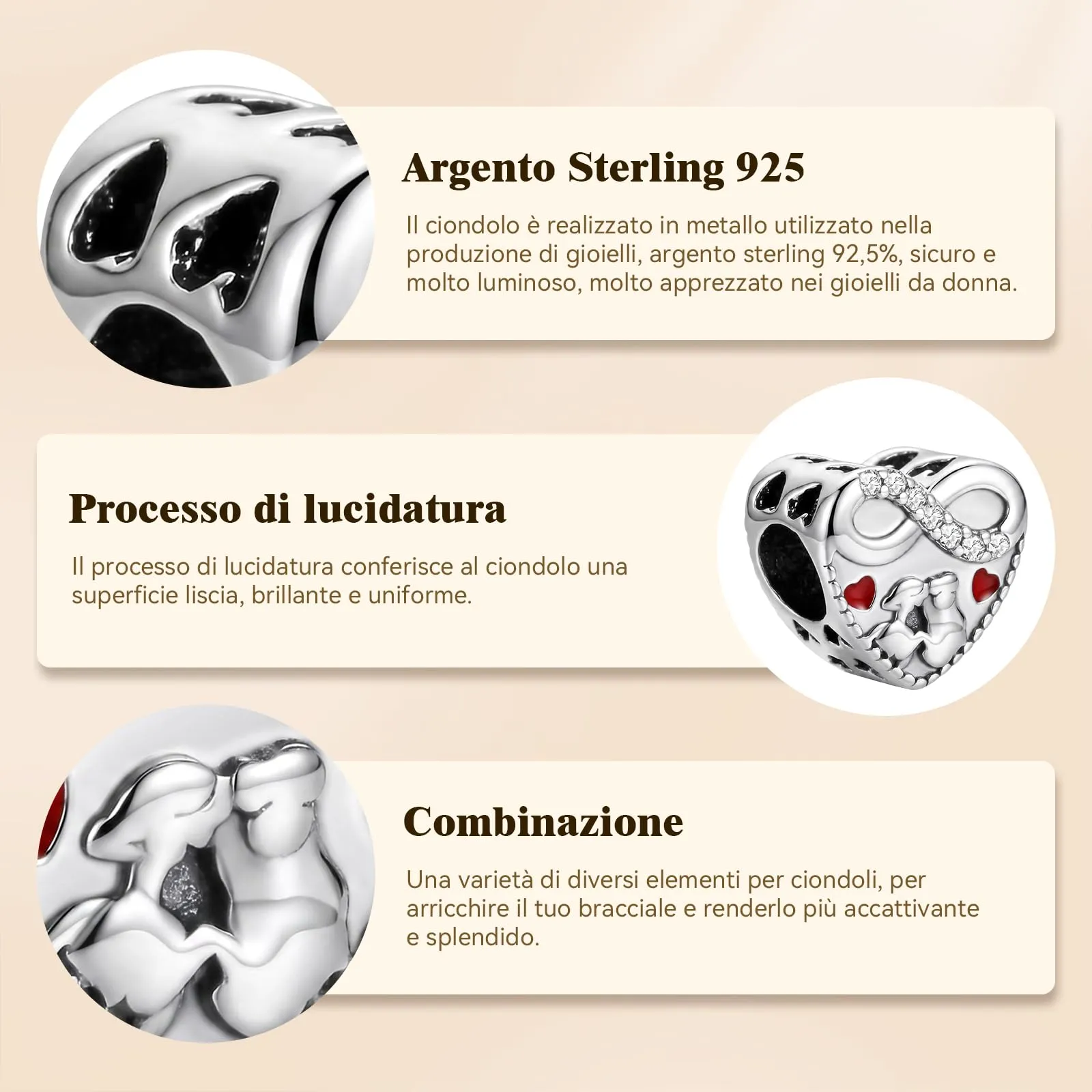 J.Fée Ciondoli Charm per Bracciali e Collane in Argento 925 da Donna - immagine 6