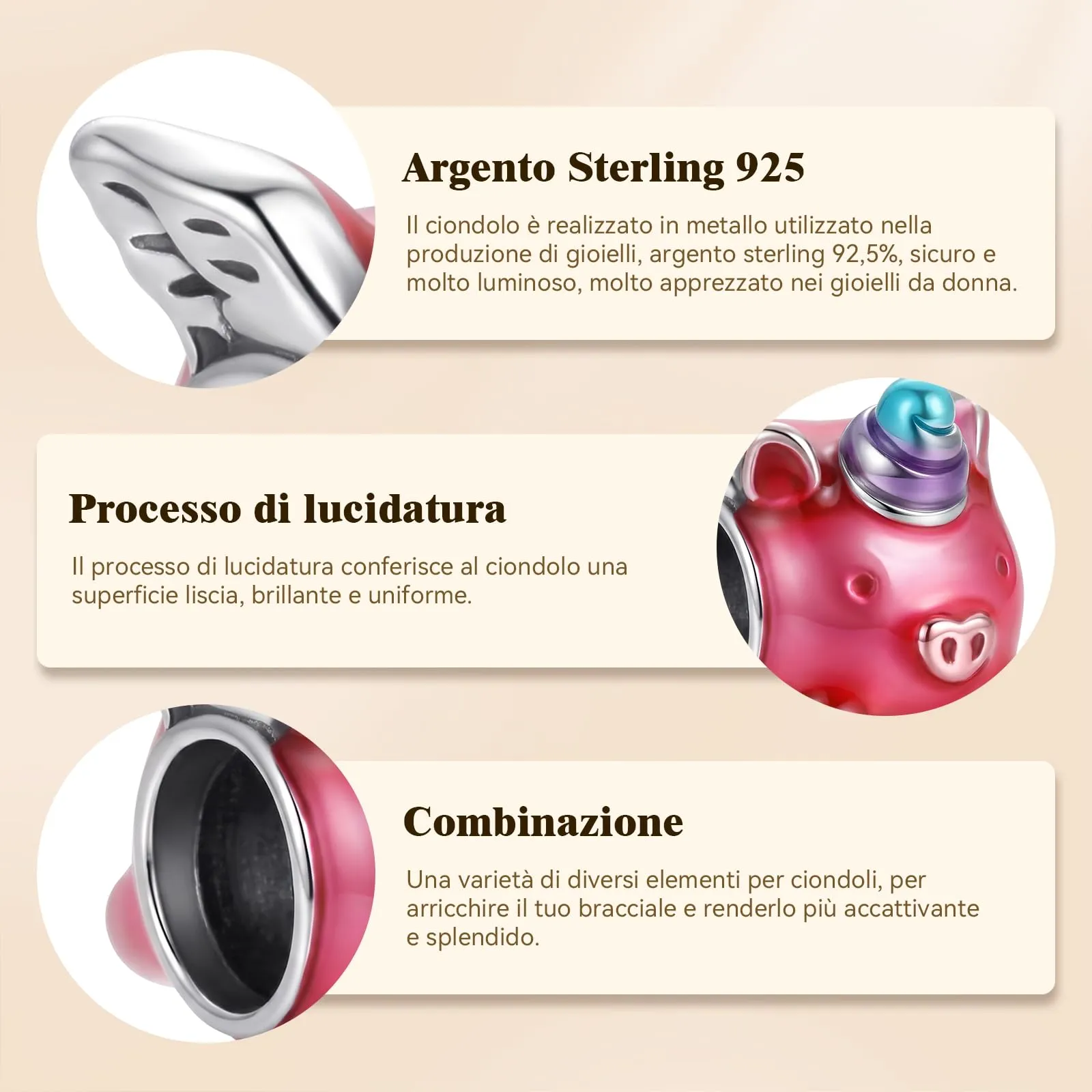 J.Fée Ciondoli Charm per Bracciali e Collane in Argento 925 da Donna - immagine 6